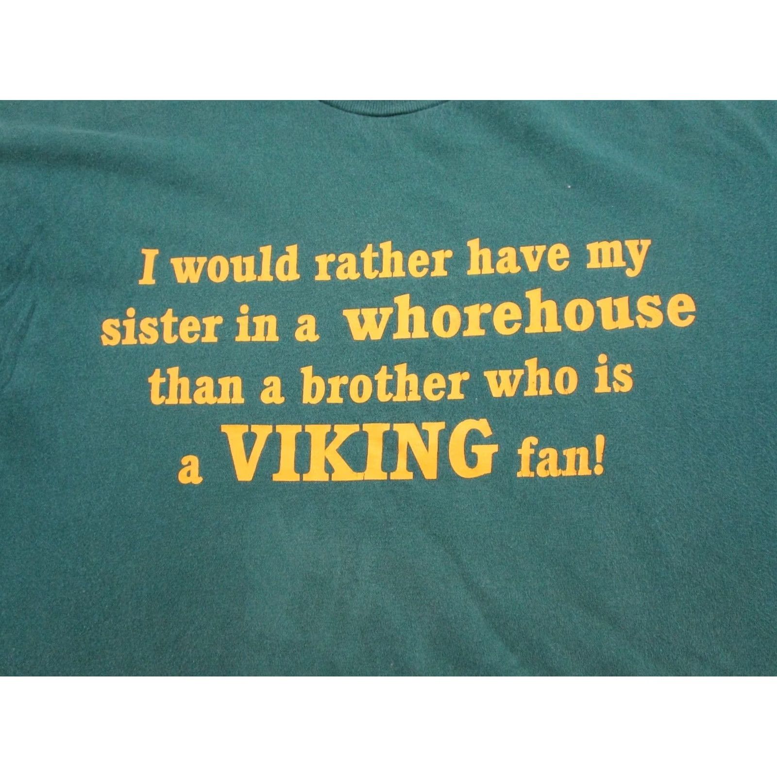 Vintage VTG 90s Vikings Parody Comedy Tee Shirt Whorehouse Bar Graphic Cotton Green L Mens Short Sleeve Crew Neck Shirt Size US L / EU 52-54 / 3 - 2 Thumbnail