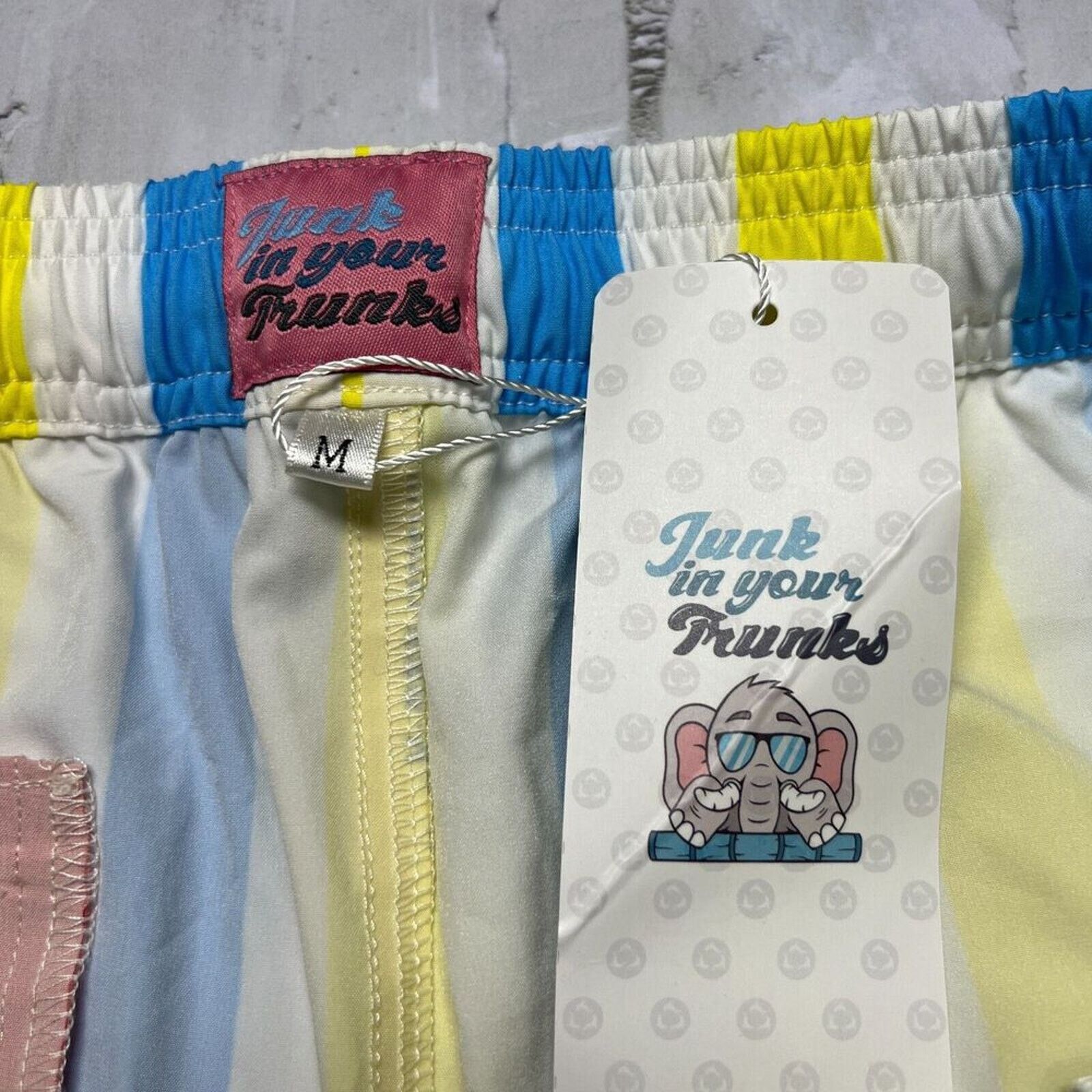Other Junk In Your Trunks Swim Shorts Yellow Blue Stripe Size M Size US 33 - 5 Thumbnail