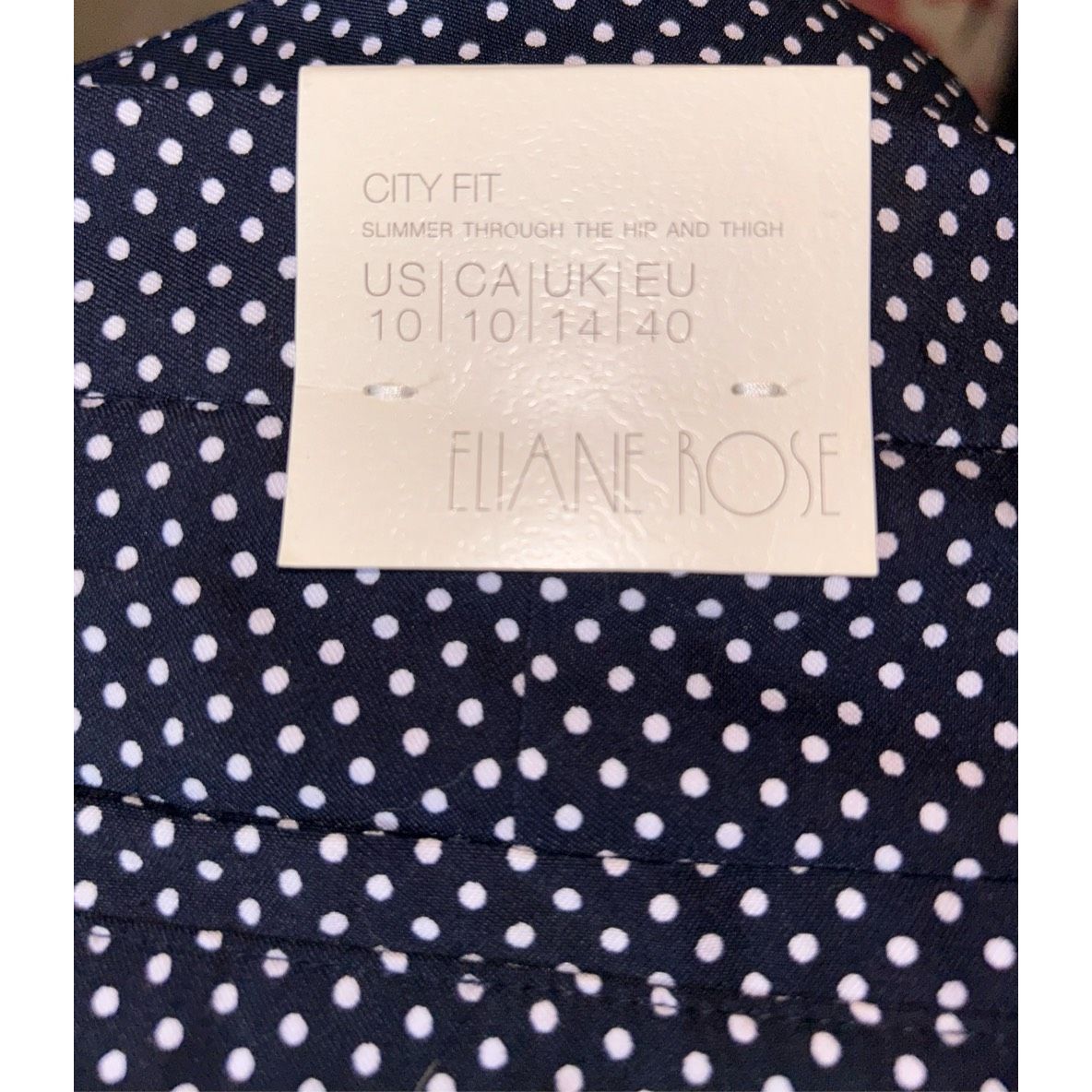 Other NWT Elaine Rose Womens Pants Size 10 Stretch Navy Blue Polka Size 32" / US 10 / IT 46 - 3 Thumbnail