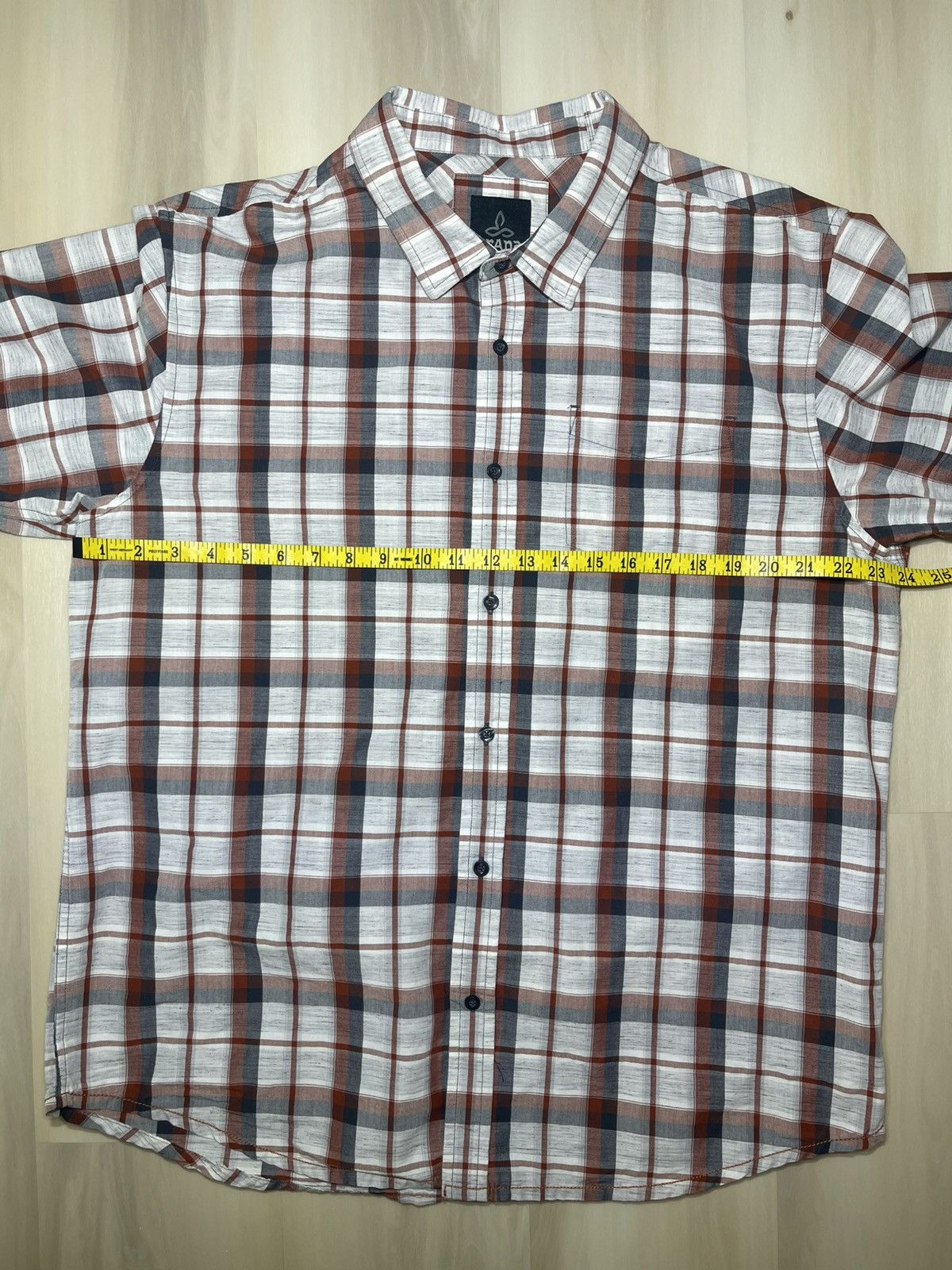 Prana PrAna Shirt Men's Sz XL Button Up S/S Orange Organic Cotton Size US XL / EU 56 / 4 - 6 Thumbnail