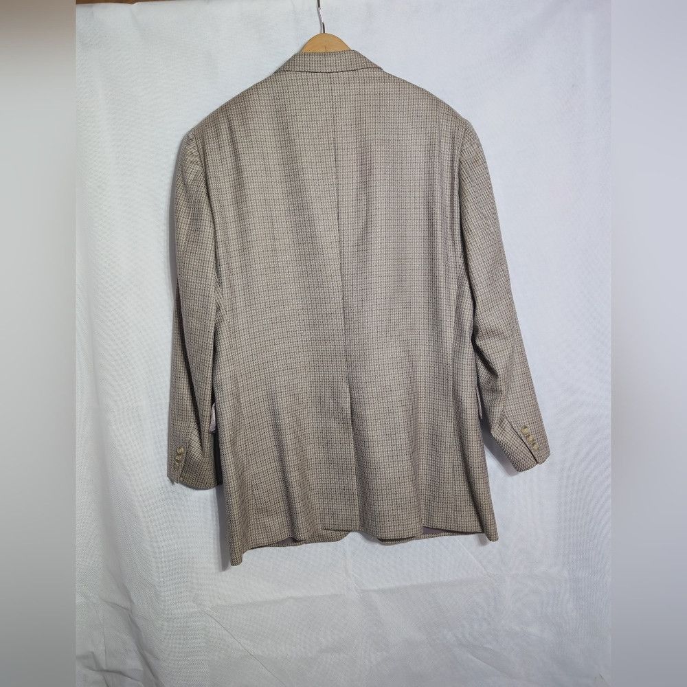 Hickey Freeman Hickey Freeman Tan Sz 48 Checkered Blazer Lavender Lining Size 48R - 2 Thumbnail