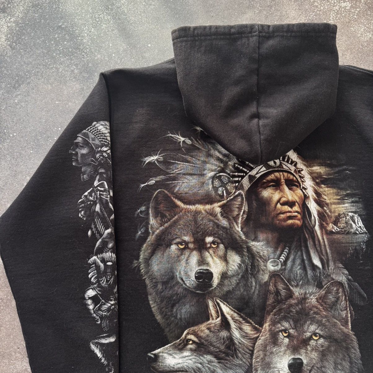 If Six Was Nine × Vintage Wild Vintage Indian Wolf Double Side Print Zip Hoodie Size US M / EU 48-50 / 2 - 7 Thumbnail