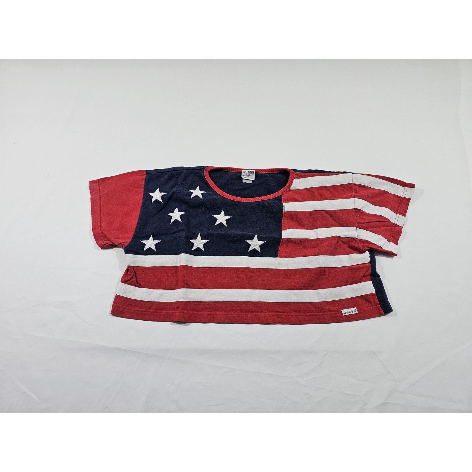 Guess GUESS USA American Flag Cropped Cut-Off T-Shirt Sz M Vintage Size US M / EU 48-50 / 2 - 1 Thumbnail