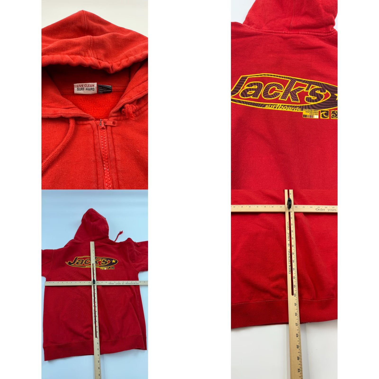 Logo 7 Jack's Surfboards Hoodie Mens Medium Red Fleece Logo Pullover Hooded Long Sleeve Breathable Pockets Outdoor Mens Size US M / EU 48-50 / 2 - 8 Thumbnail