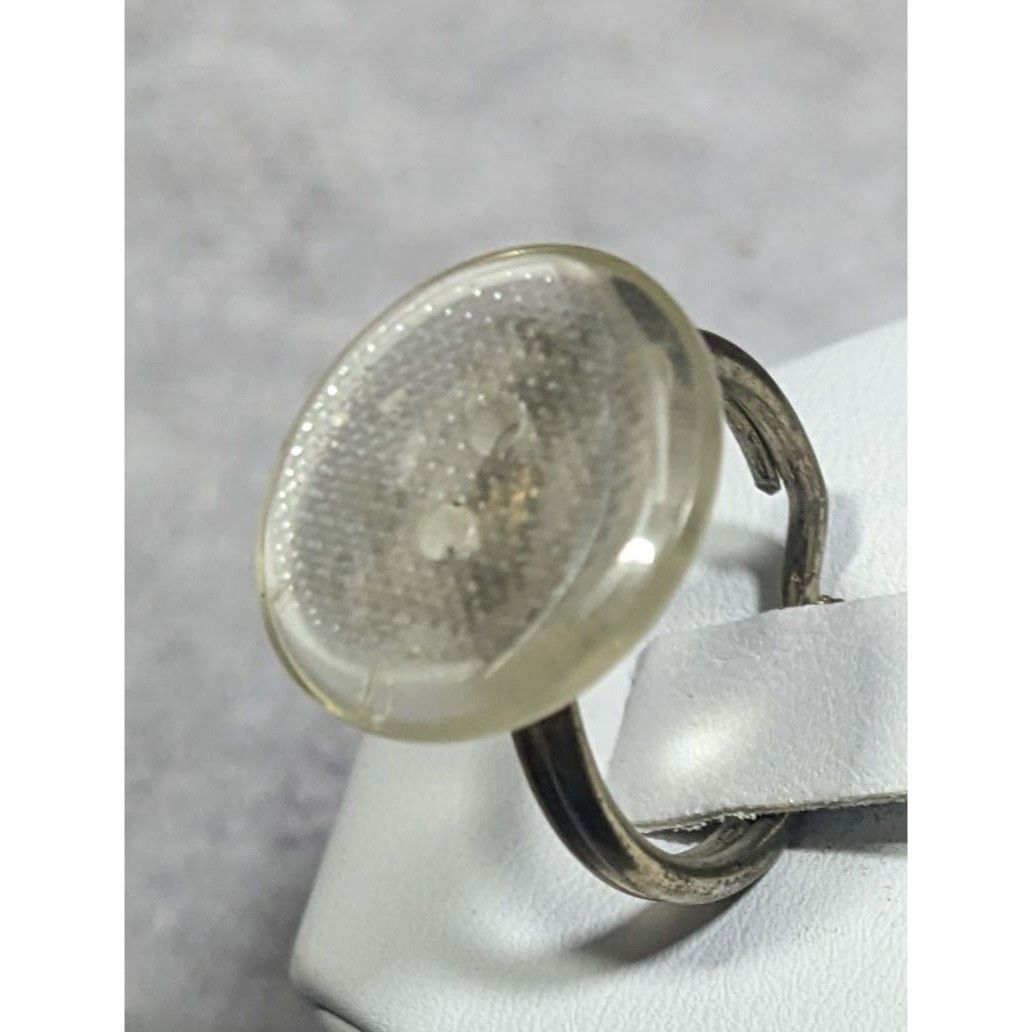 Other Handmade Upcycled Clear Textured Button Ring Size 6 Size ONE SIZE - 4 Thumbnail
