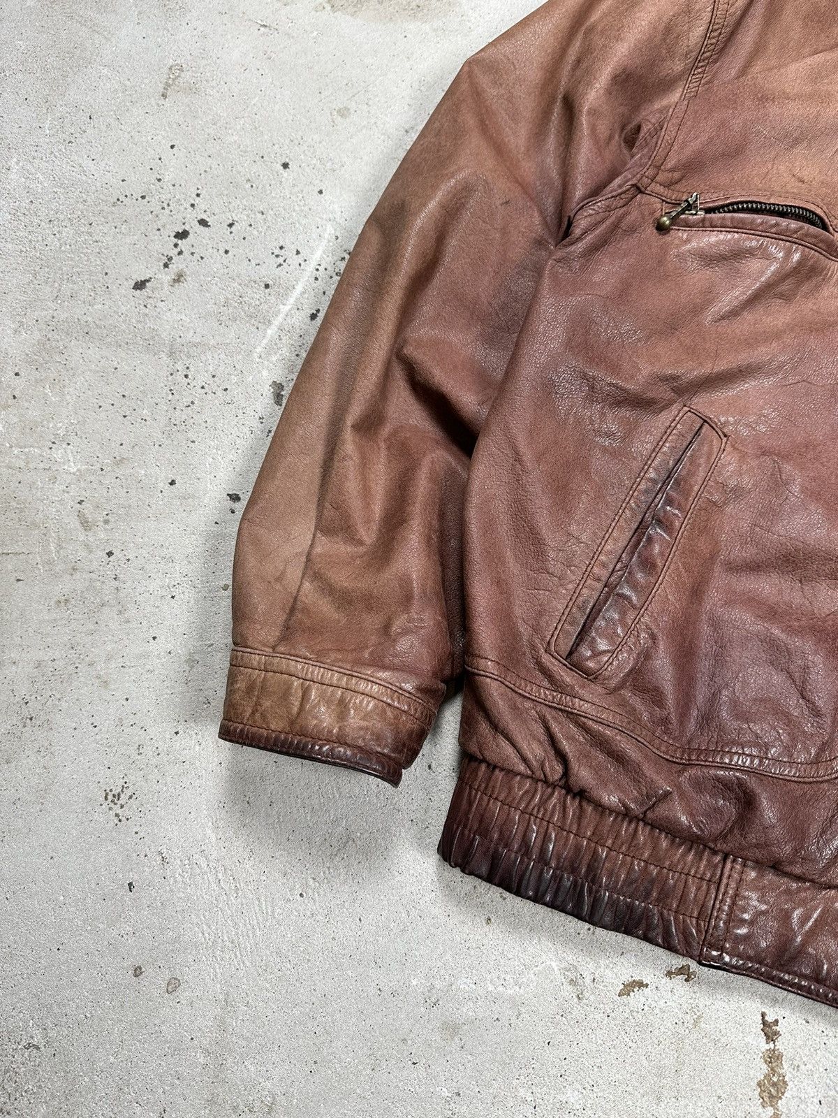 Vintage ‼️ Vintage 90s Distressed Brown / Orange Leather Jacket Rare Size US L / EU 52-54 / 3 - 3 Thumbnail