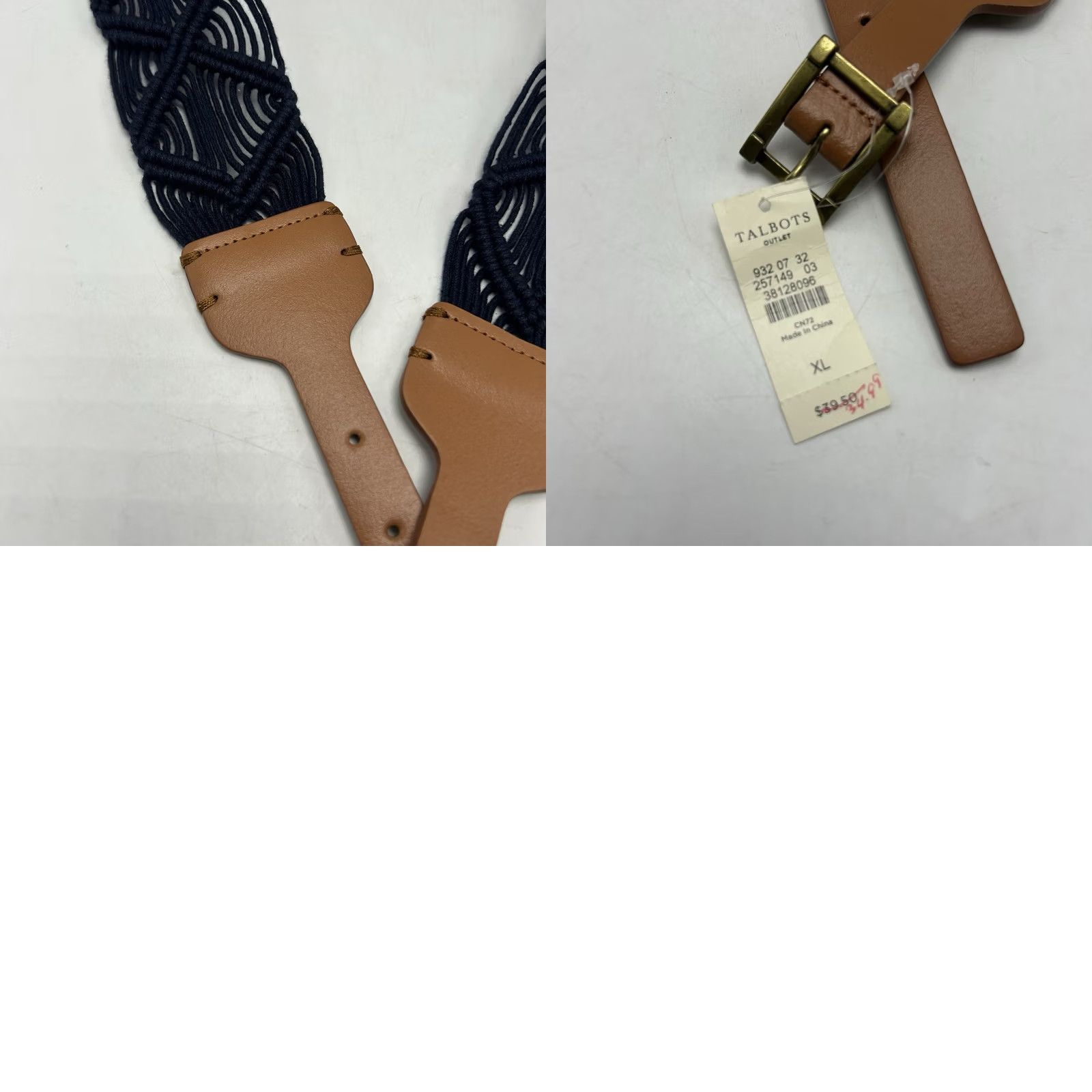 Talbots Talbots Belt Womens XL Blue Leather Braided Belt with Buckle Adjustable 2.25" Wide Braided Belt Classic Style Size ONE SIZE - 8 Thumbnail