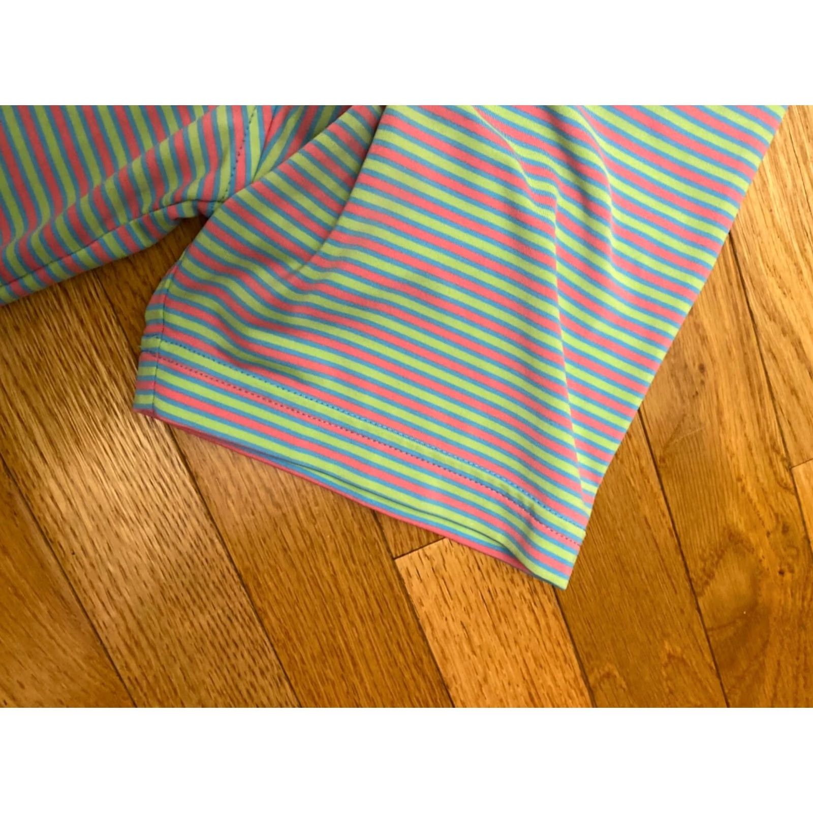 Peter Millar Peter Millar Summer Comfort Polo Golf Shirt Striped Stretch Sz Large Green Pink Mens Shirt Size US L / EU 52-54 / 3 - 4 Thumbnail