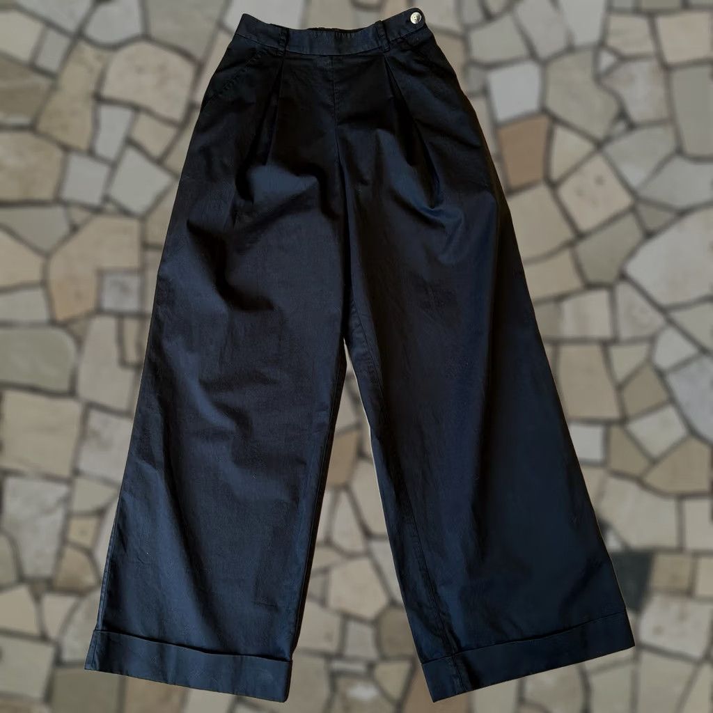 Vintage Doen Hilaire Cotton High Waist Wide Leg Cuff Palazzo Trousers Women’s 2 Size 26" / US 2 / IT 38 - 1 Thumbnail