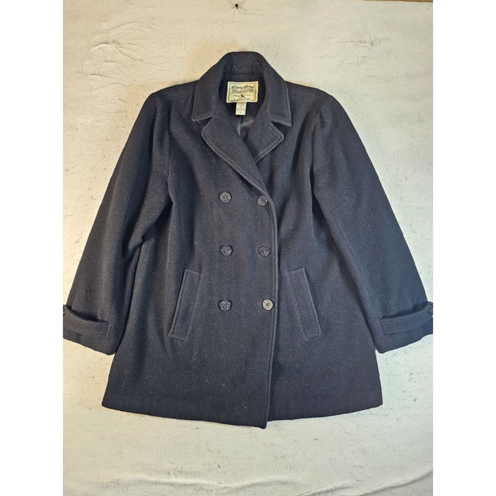 Eddie Bauer VINTAGE Eddie Bauer Peacoat Jacket Black Mens S Wool Double Breasted Style Classic Winter Size US S / EU 44-46 / 1 - 2 Thumbnail