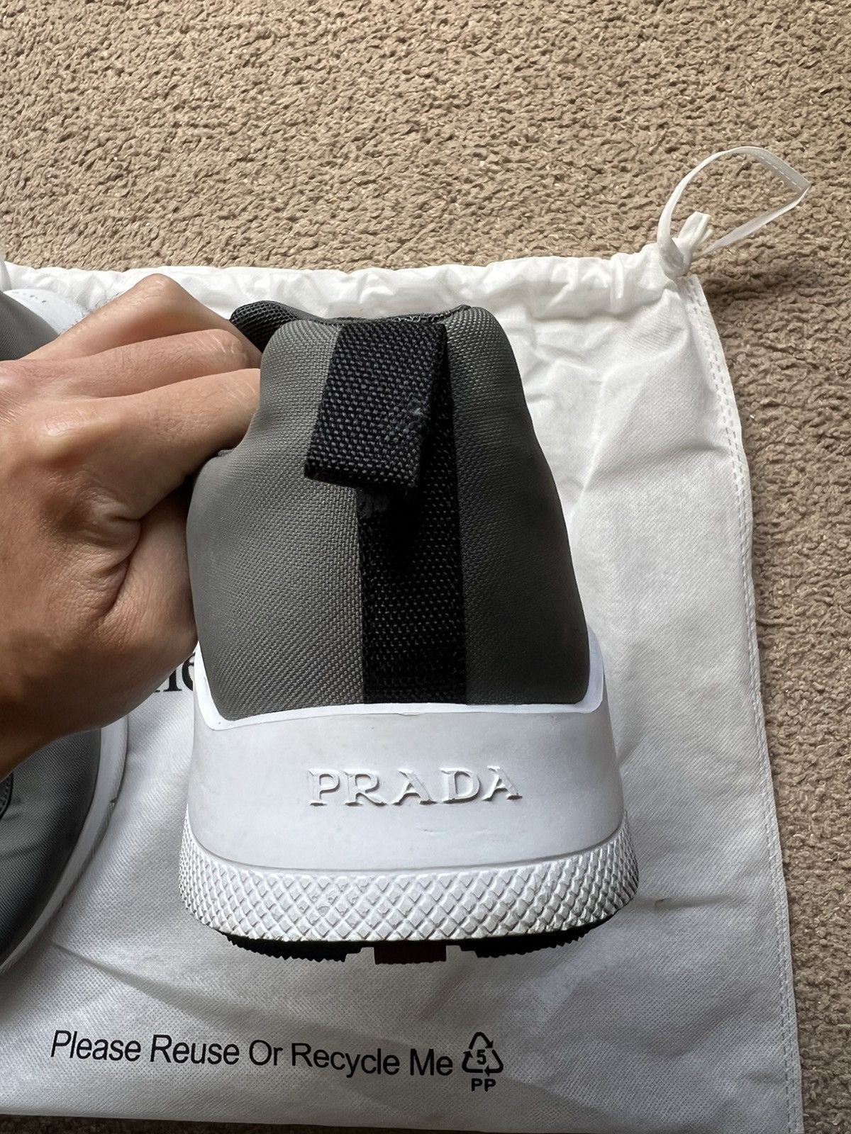 Prada PRADA Men's Black Gray White Lace Up Sneakers Low Top Size US 10.5 / EU 43-44 - 5 Thumbnail