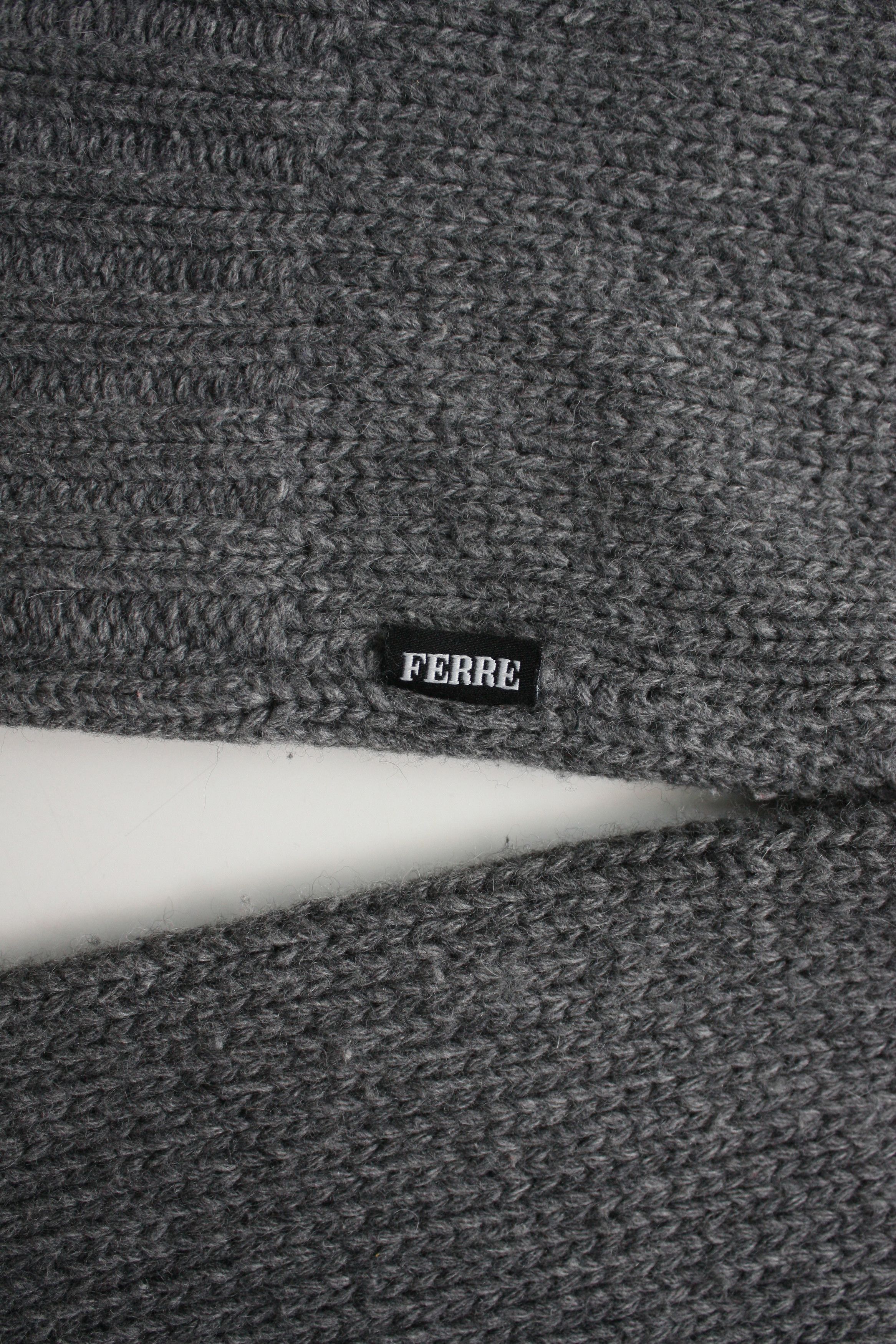 GF Ferre Gianfranco Ferre Jeans Wool Blend Grey Knitted Pullover L Size US L / EU 52-54 / 3 - 7 Thumbnail