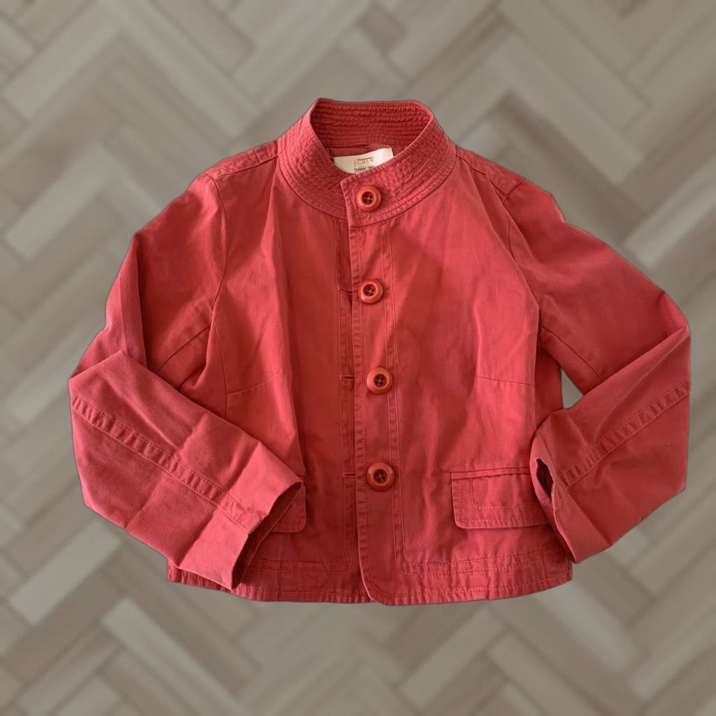 J.Crew J.CREW Pink Twill Chino Jacket - Button Front - Classic - Petite Size 6 - Womens Size M / US 6-8 / IT 42-44 - 1 Thumbnail