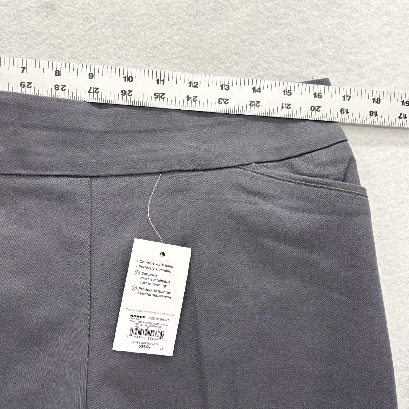 Croft & Barrow Croft & Barrow Pants Womens 12 Short Gray Effortless Stretch Straight Comfort Size 34" / US 12 / IT 48 - 7 Thumbnail