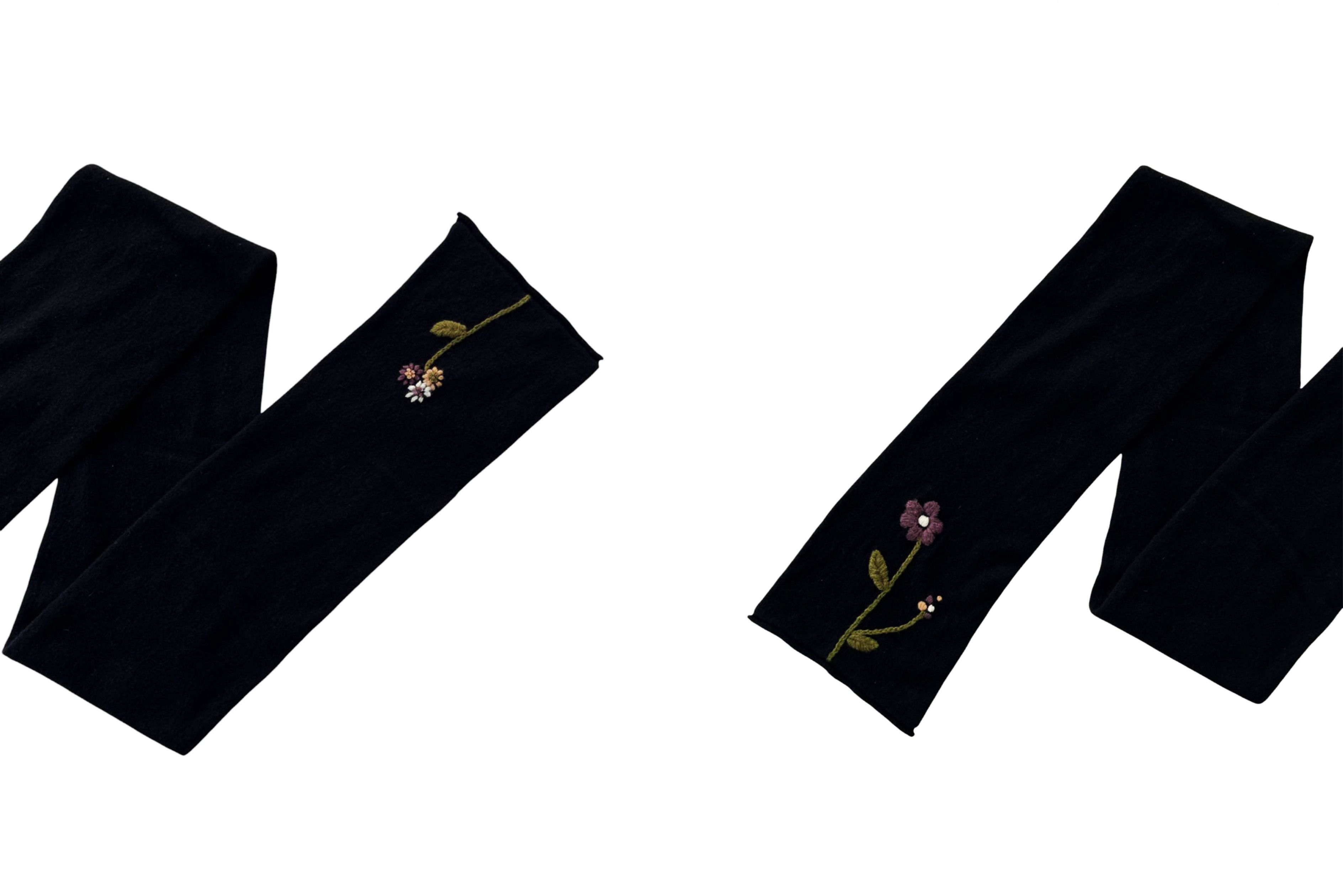 Vintage "Jocomomola" wool long scarf with florals hand embroidery Size ONE SIZE - 9 Thumbnail
