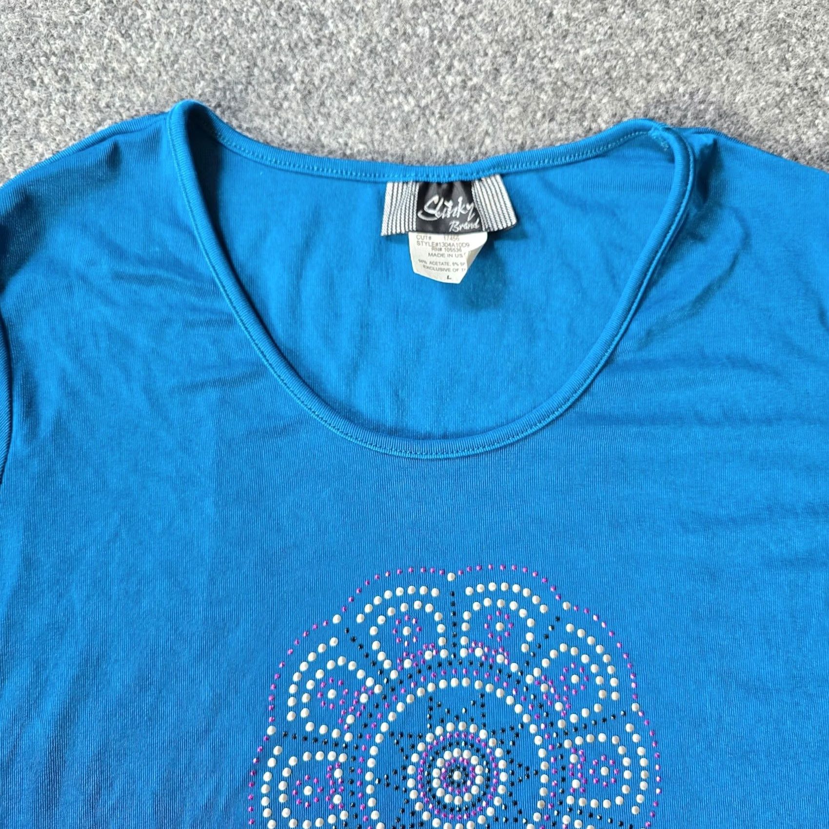 J Brand Slinky Brand Top Women Blue Rhinestone Mandala Stretch No Iron Casual Shirt L Adults Mens? Size L / US 10 / IT 46 - 2 Thumbnail