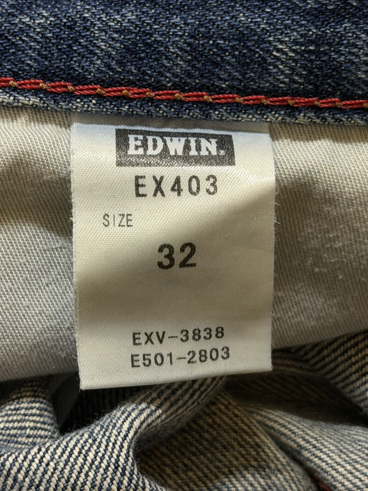 Edwin Vintage 90s Edwin 403 Blue Faded Wash Distress Straight Leg Size US 33 - 6 Thumbnail