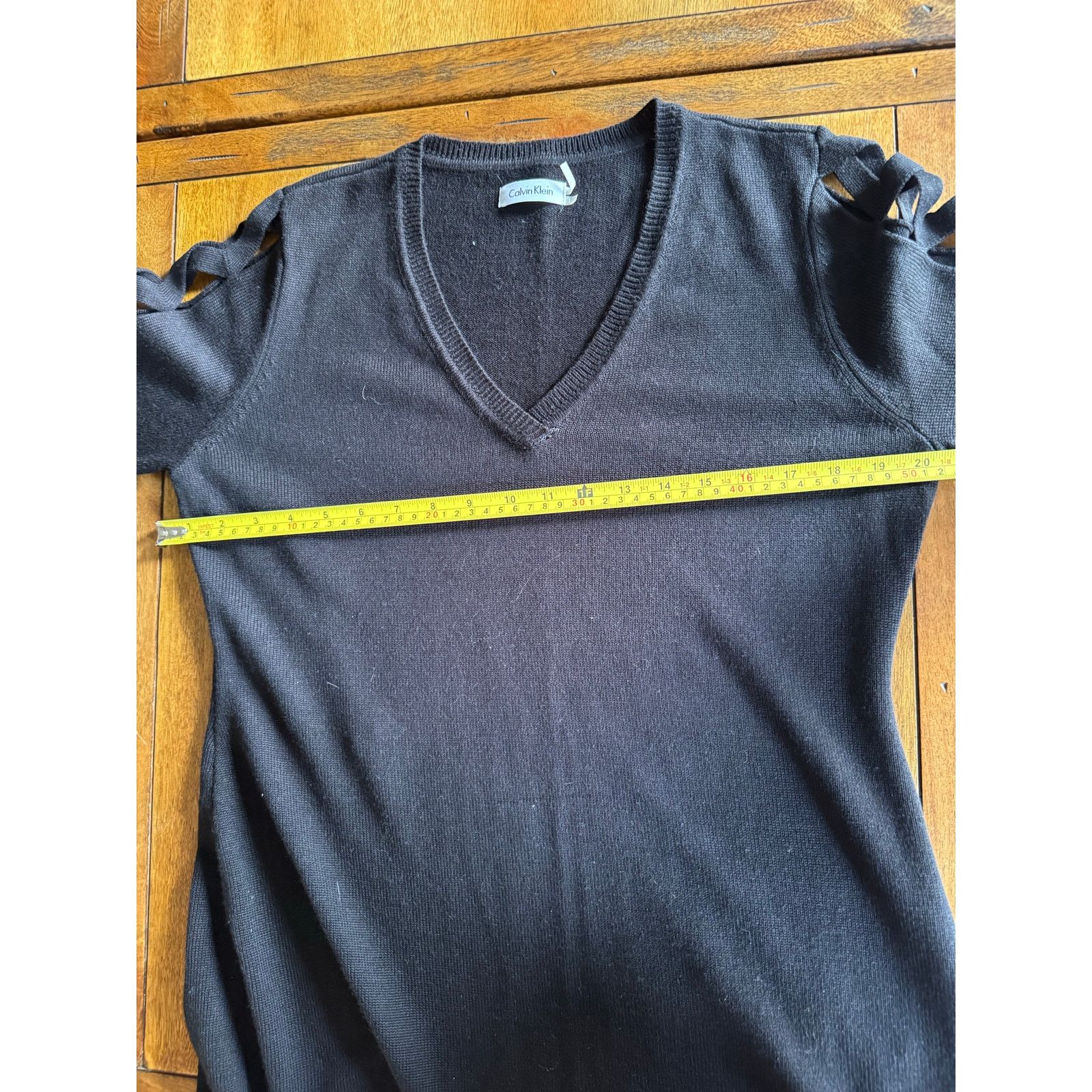 Calvin Klein NWT Calvin Klein Black Sweater Dress L Lace Up Sleeve Size L / US 10 / IT 46 - 8 Thumbnail