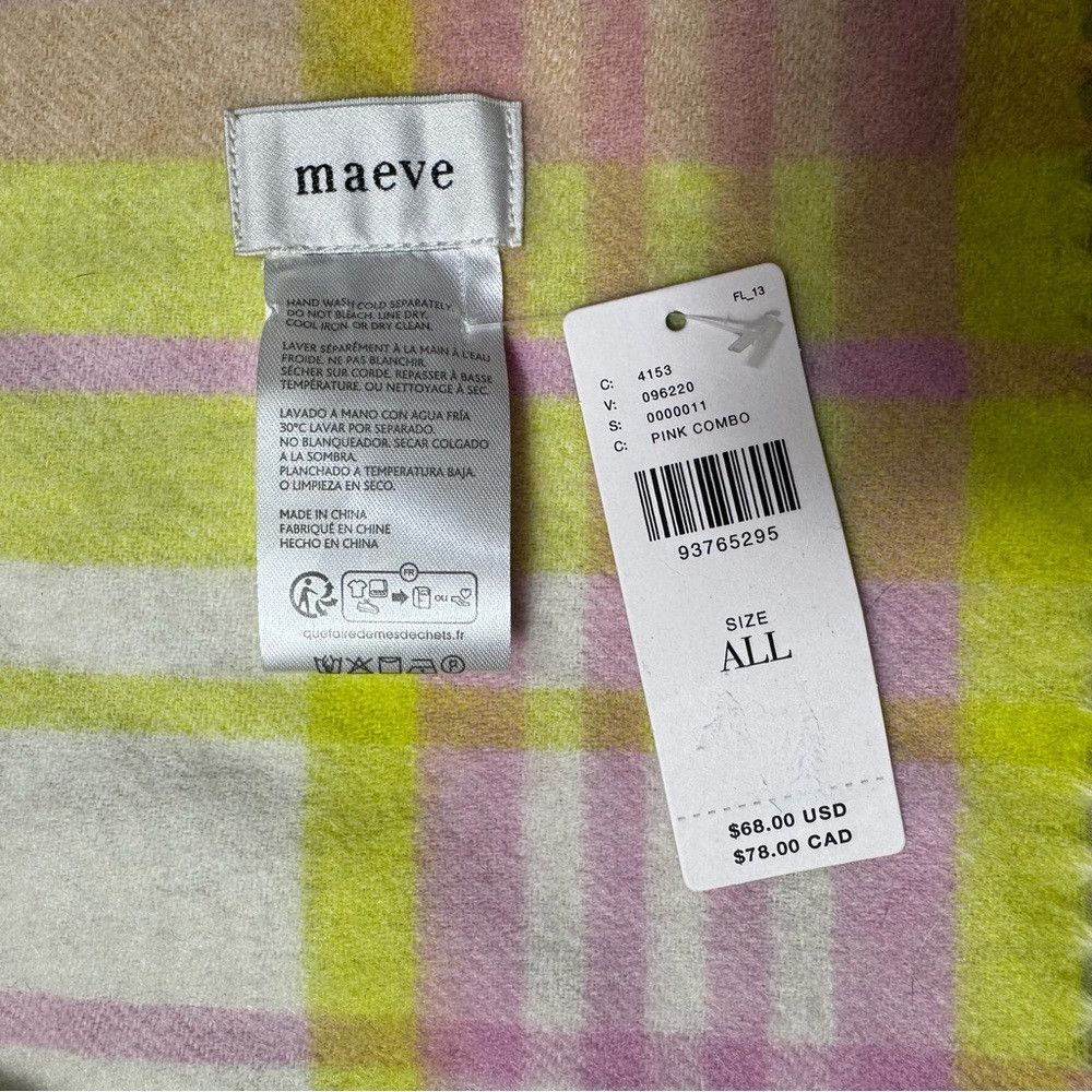 Anthropologie NWT New Anthropologie Maeve Plaid Wool Cashmere Scarf Size Size ONE SIZE - 7 Thumbnail