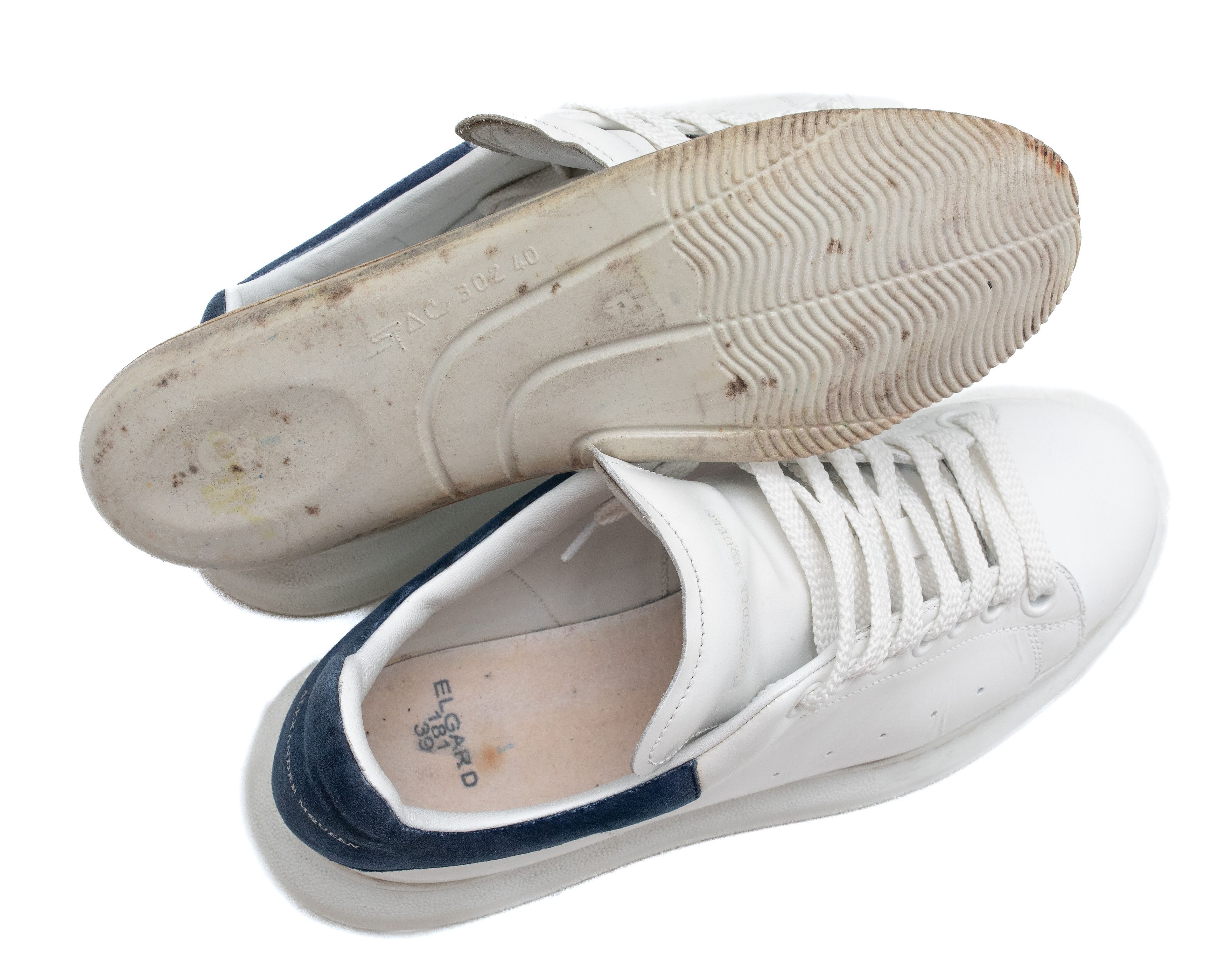 Alexander McQueen ALEXANDER McQUEEN Chunky White Leather Blue Suede Sneakers Size US 6 / EU 39 - 8 Thumbnail