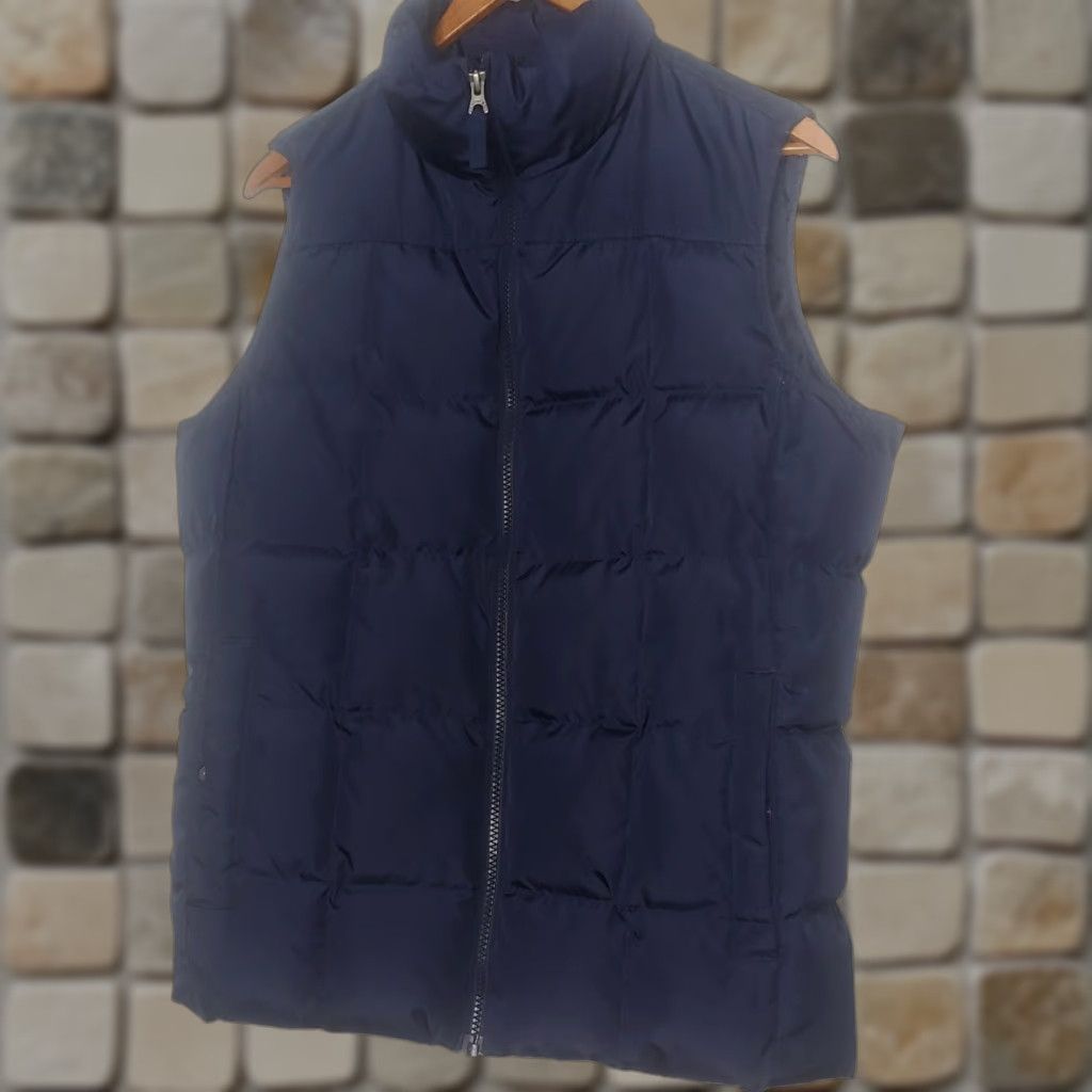 Lands' End Lands' End Puffer Vest Women M Blue Full Zip Down and Feathers Regular Square Stitching 21" Chest 25" Long Vest Size M / US 6-8 / IT 42-44 - 1 Thumbnail