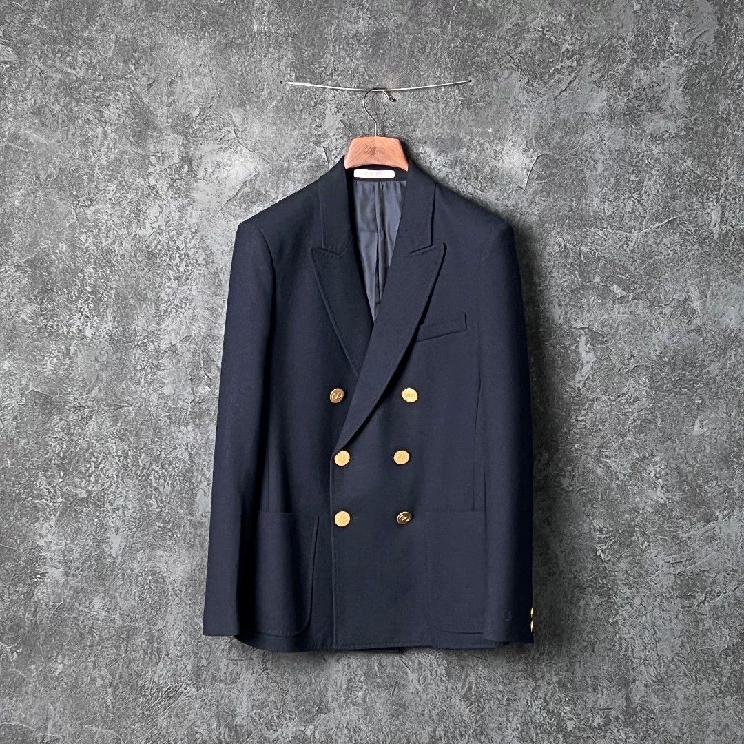 Valentino Valentino Navy Double-Breasted Wool Blazer Size US S / EU 44-46 / 1 - 1 Thumbnail