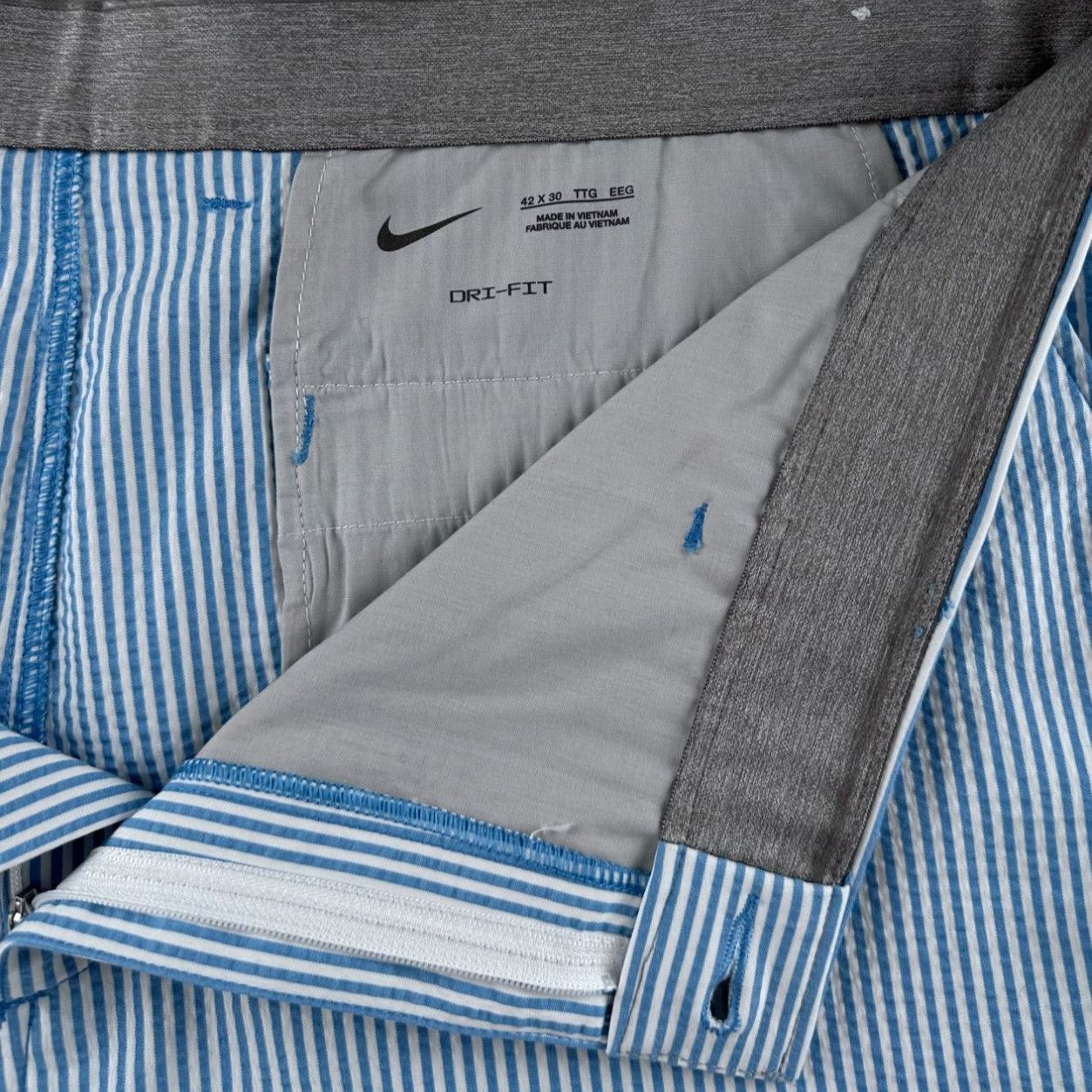 Nike Nike Golf Dri-FIT UV Blue Striped Seersucker Pants 42 x 30 Size US 42 / EU 58 - 3 Thumbnail
