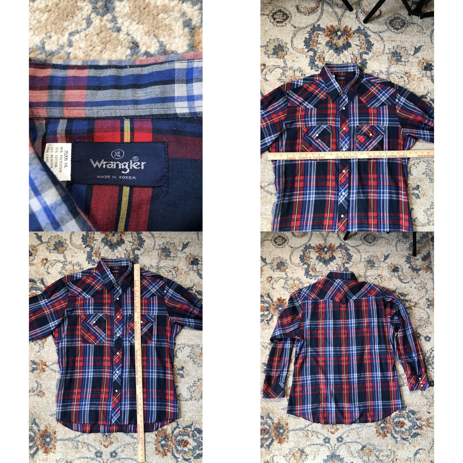 Wrangler VINTAGE Wrangler Shirt Mens XL Red Blue Plaid Western Pearl Snap Long Sleeve Size US XL / EU 56 / 4 - 8 Thumbnail