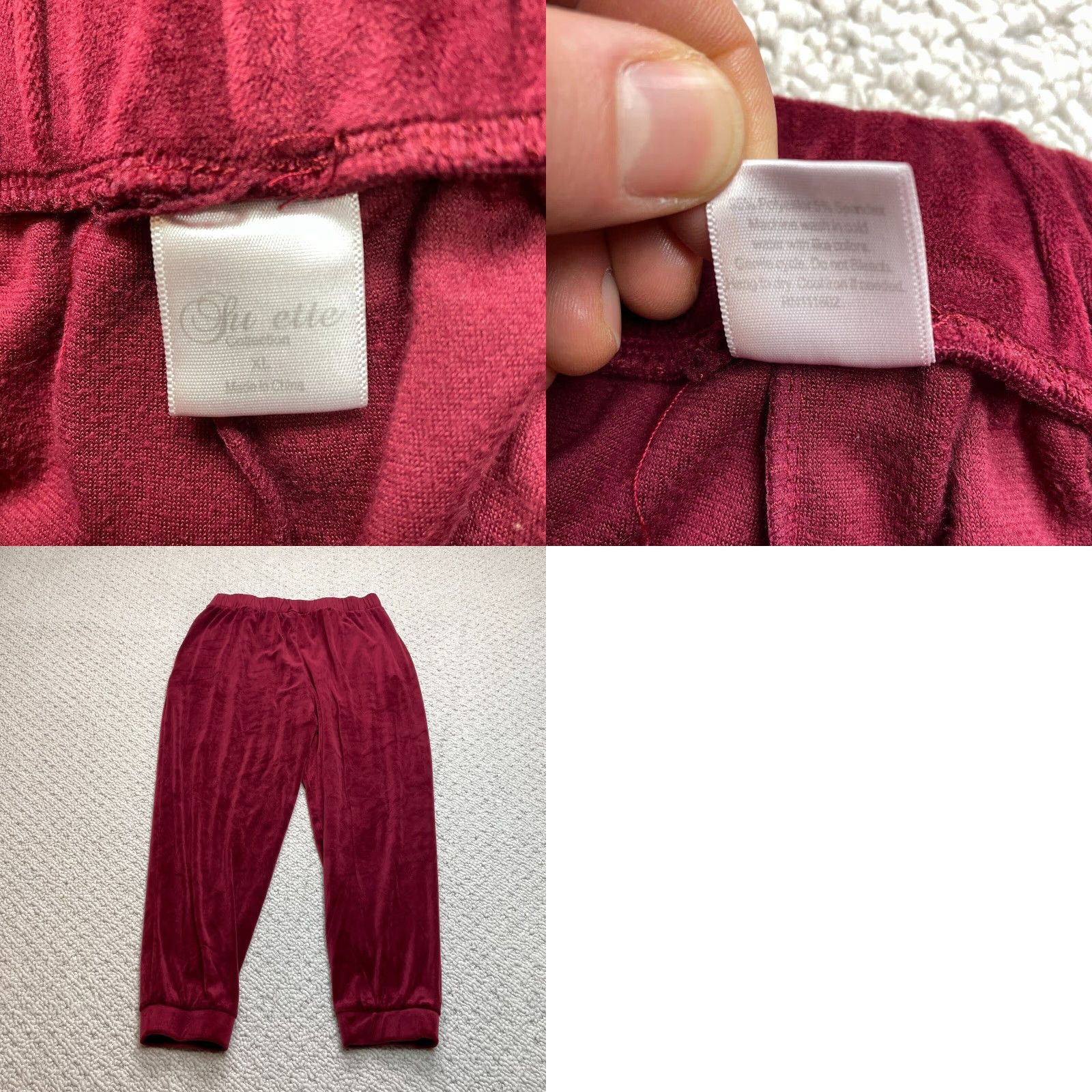 Velvet Suzette Red Velvet Jogger Sweatpants Womens XL Pockets Stretch Elastic 32x24 Tapered Regular Inseam 24 in Color Red Size 40" / US 18 - 8 Thumbnail