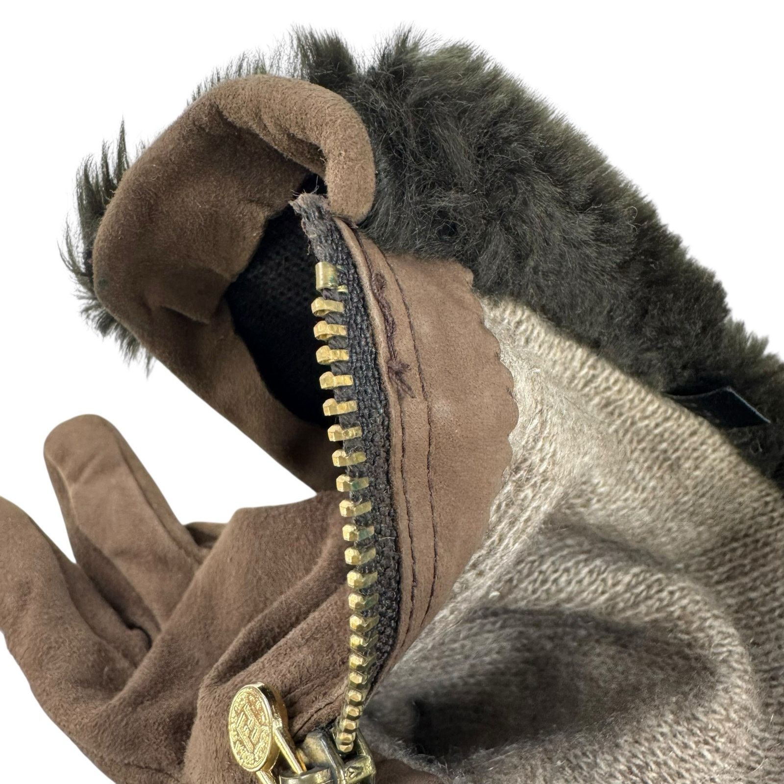 Fendi Fendi Brown Suede and Fur Gloves Size ONE SIZE - 10 Thumbnail