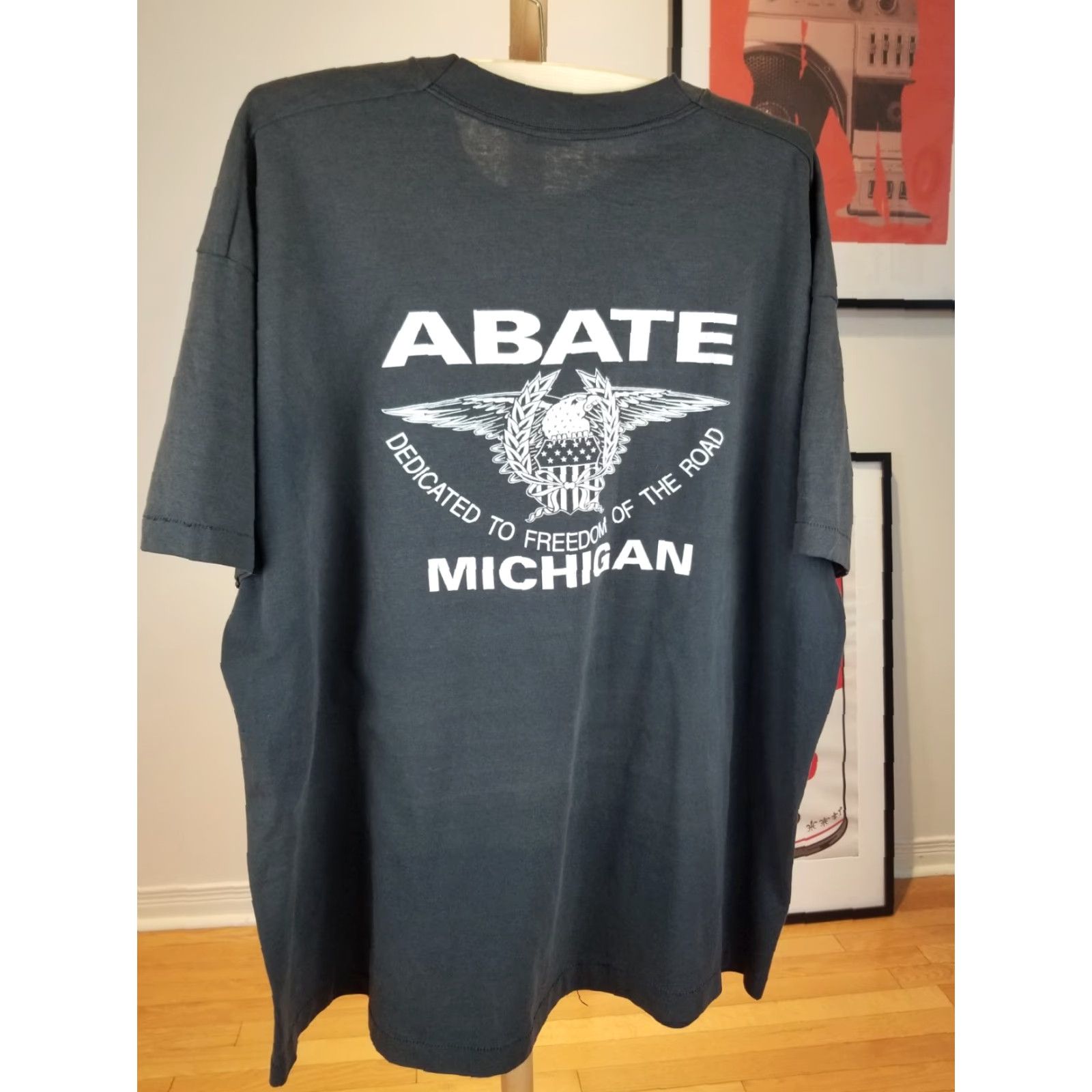 Fruit Of The Loom VINTAGE ABATE MICHIGAN MOTORCYCLE SINGLE STITCH BLACK T-SHIRT 3XL 90's FRUIT OF THE LOOM MEN SS Crew Neck Cotton USA Retro/Motorcycle Size US XXL / EU 58 / 5 - 5 Thumbnail