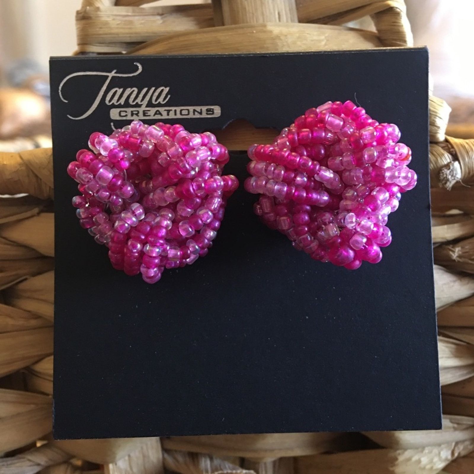 Jewelry Tanya Creations Handcrafted Beaded Earrings in Pink, Women's
