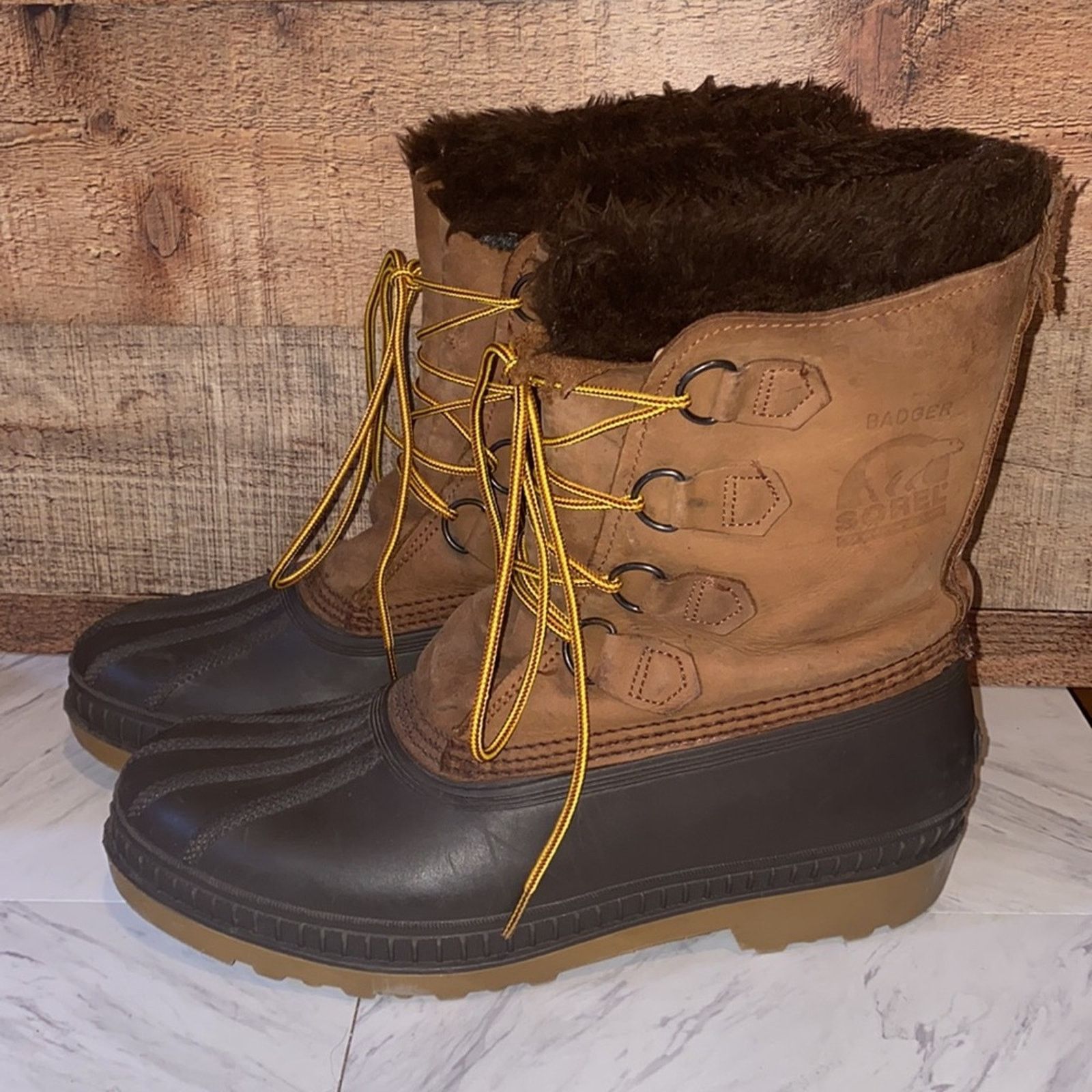 SOREL Sorel Badger Men's Leather Wool Winter Snow Boots Size 10 Size US 10 / EU 43 - 13 Thumbnail