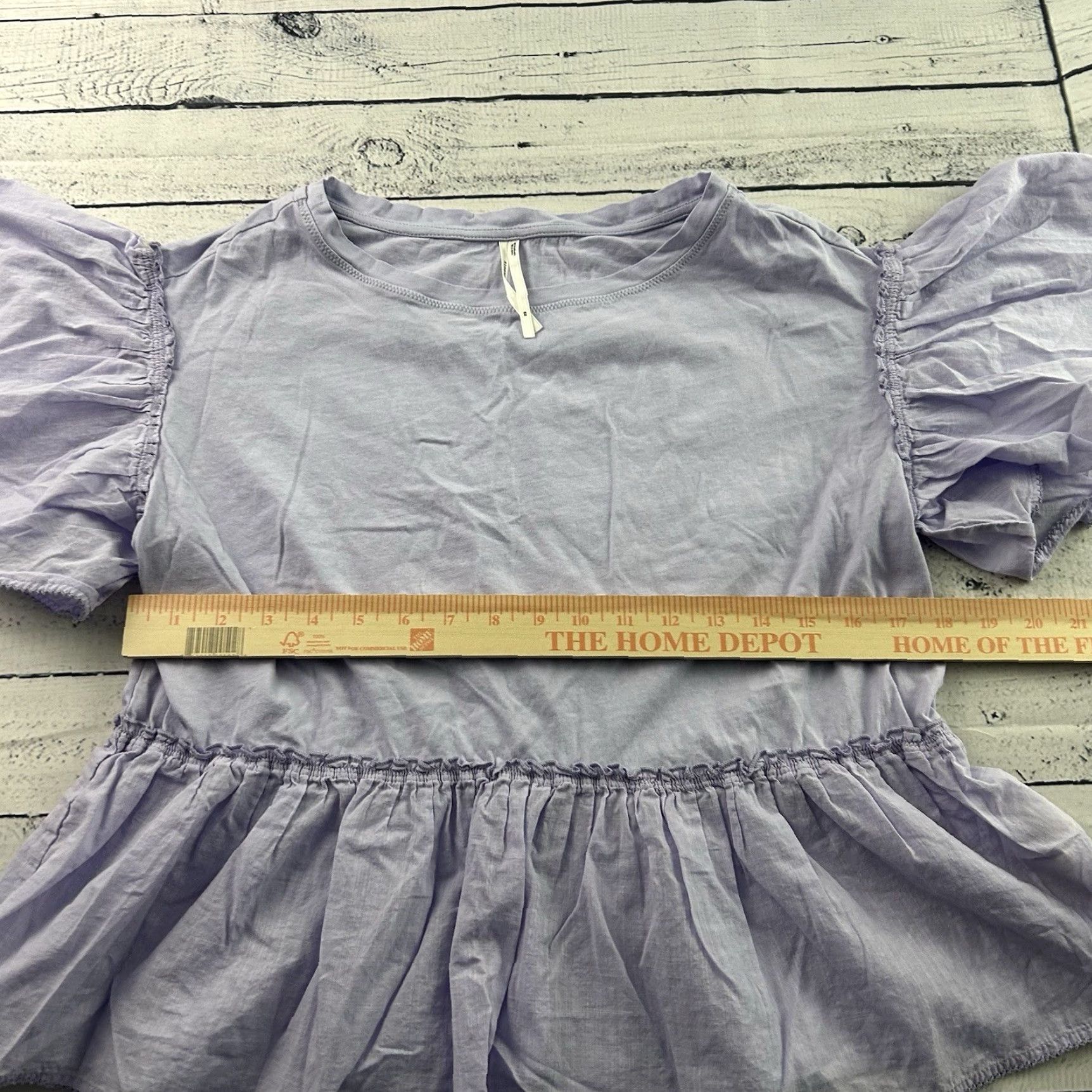 Anthropologie Anthropologie Shirt Women's XS Purple Short Flutter Sleeve Cotton Box Ruffle Top Size XS / US 0-2 / IT 36-38 - 4 Thumbnail