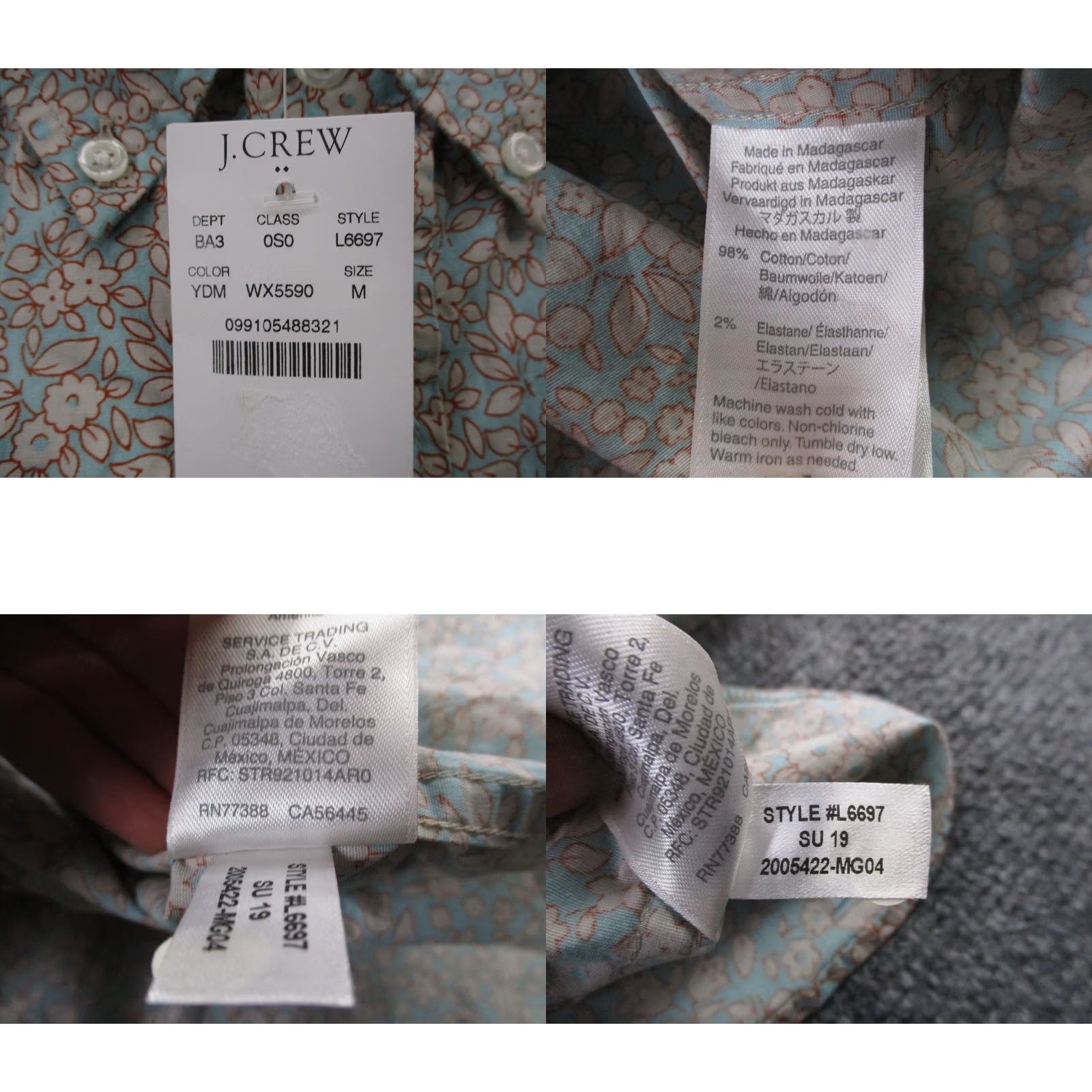 J.Crew J.CREW Shirt Mens M Floral Button-Down Knit Casual Multicolor Cotton Spandex Long Sleeve Size US M / EU 48-50 / 2 - 8 Thumbnail