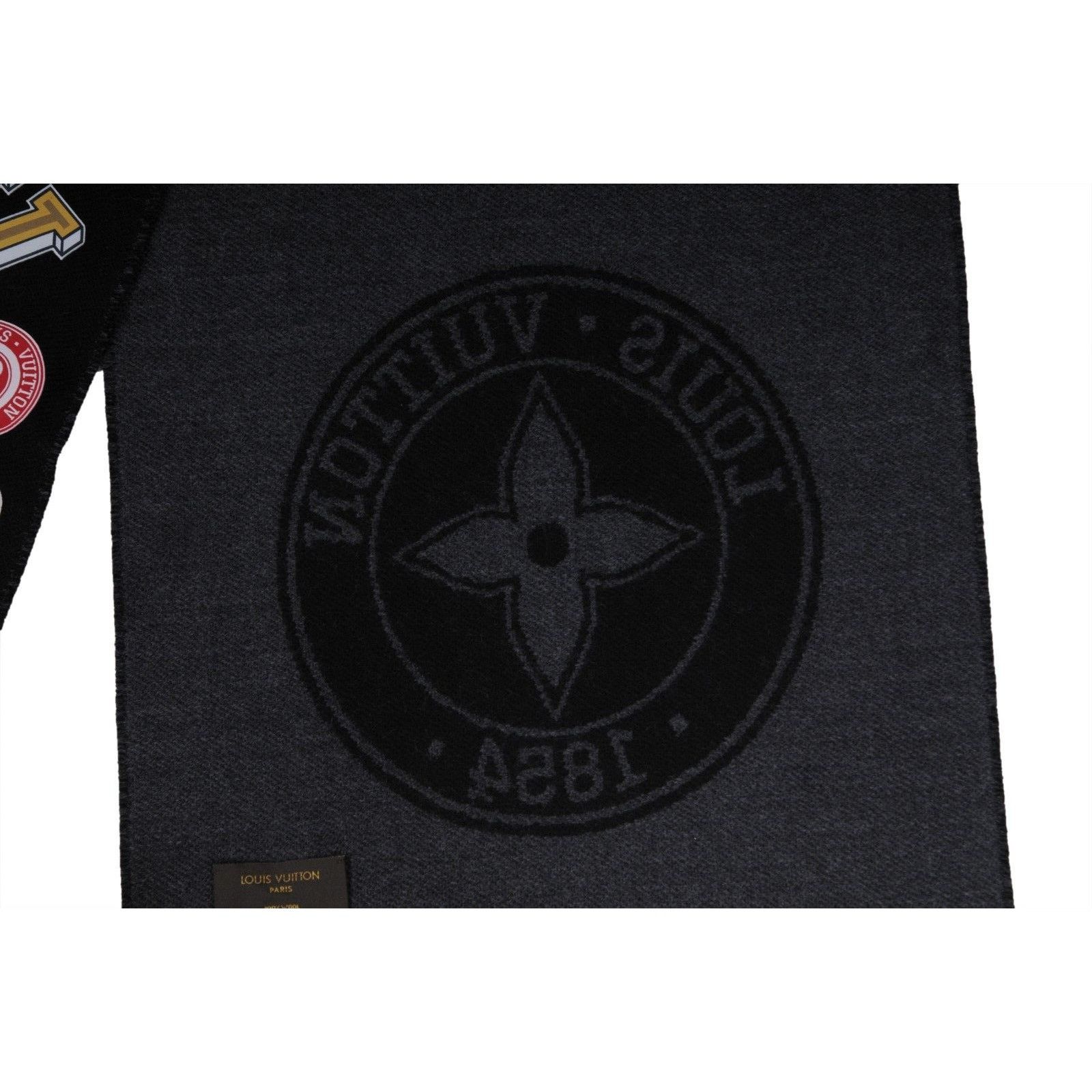 Louis Vuitton Lv Logo College University League Fringe Scarf Gray Black Size ONE SIZE - 14 Thumbnail