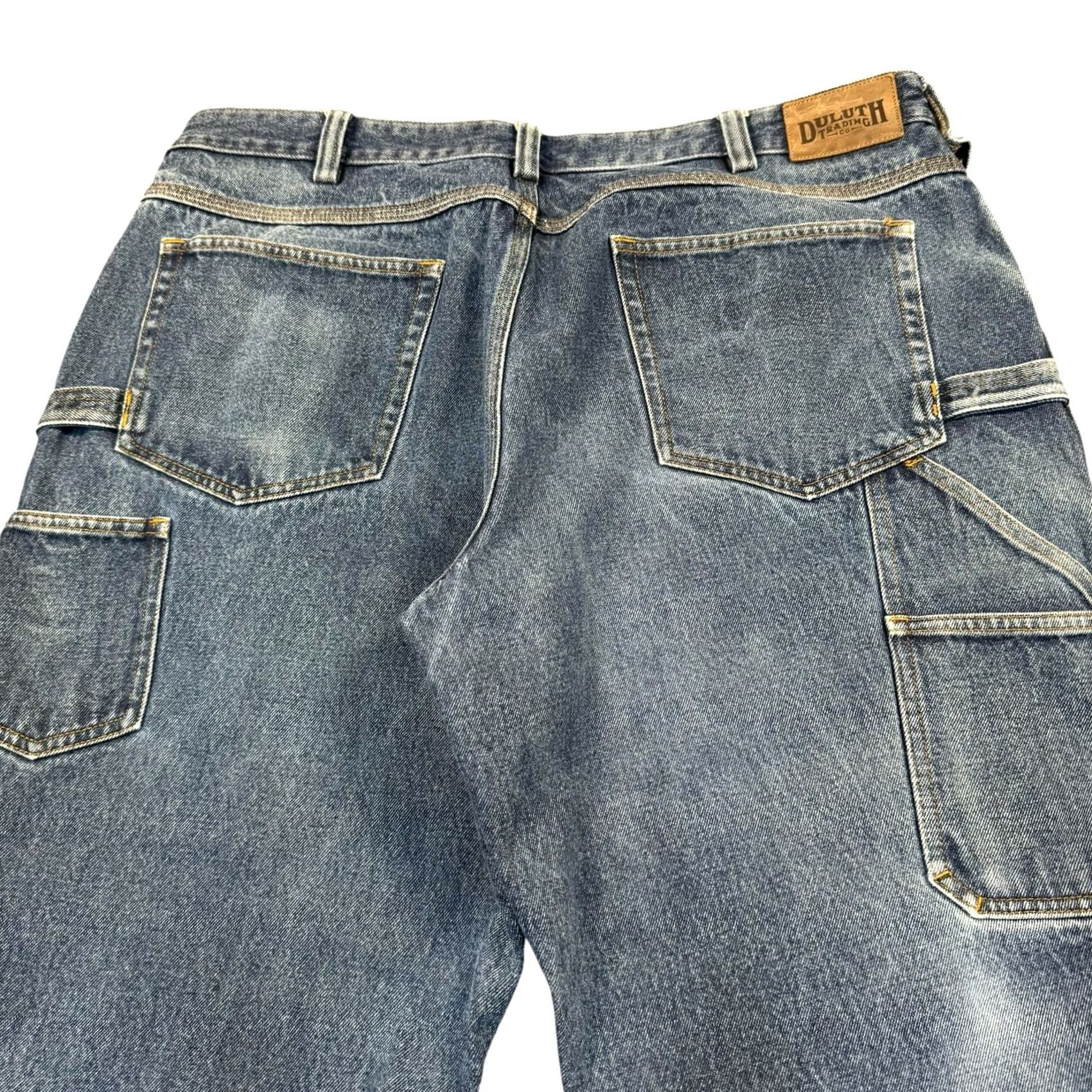 Duluth Trading Company Duluth Jeans Mens 38x29 Carpenter Mid-rise Wide-leg Utility Workwear Medium Wash Size US 38 / EU 54 - 2 Thumbnail