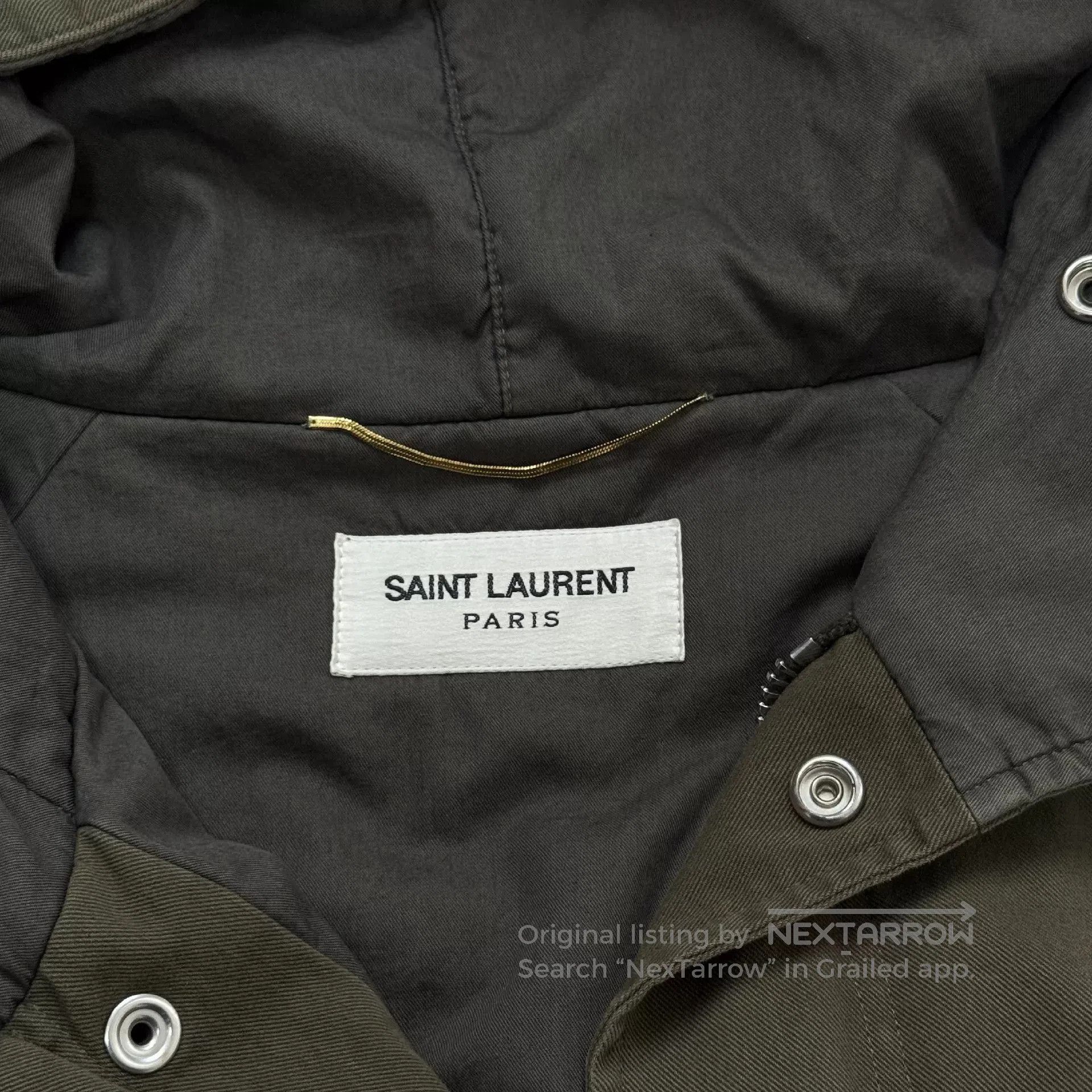 Saint Laurent Paris Saint Laurent Olive Green Hooded Coat. Size XS / US 0-2 / IT 36-38 - 3 Thumbnail