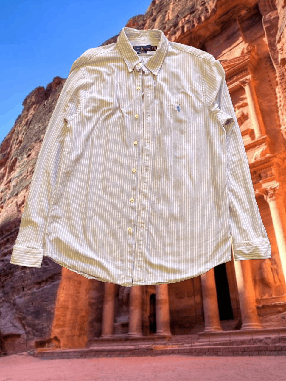 Ralph Lauren Y2K Ralph Lauren shirt striped print Vintage KNIT OXFORD Size US XL / EU 56 / 4 - 1 Thumbnail