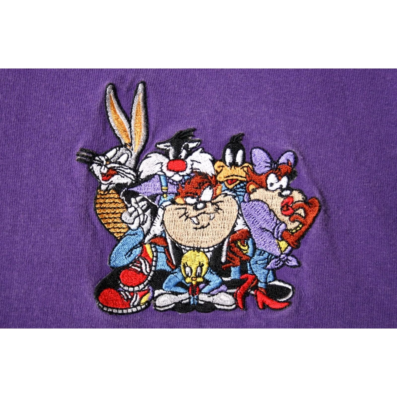 Vintage Vintage Garment Graphics Embroidered Looney Tunes T-Shirt XL Purple Crew Neck Short Sleeve Mens 1980s 90s Decade Lounge Graphic Tee Size US XL / EU 56 / 4 - 2 Thumbnail