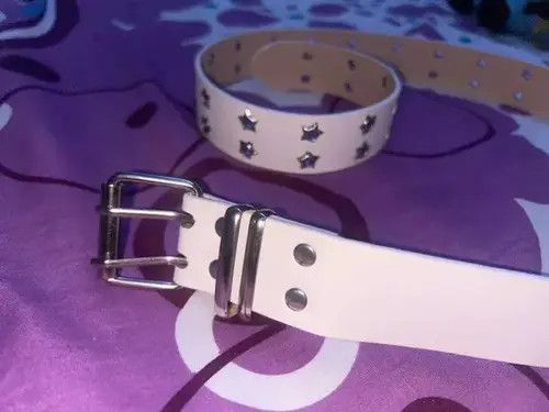 High Sport × Hypebeast × Leather Belts White Color Star Eye Rivet PU Leather Belt Size ONE SIZE - 4 Thumbnail