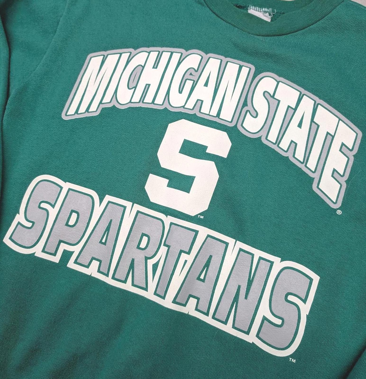 Vintage Vintage 90s Michigan State Spartans Green Crew Neck Sweater Size US S / EU 44-46 / 1 - 2 Thumbnail