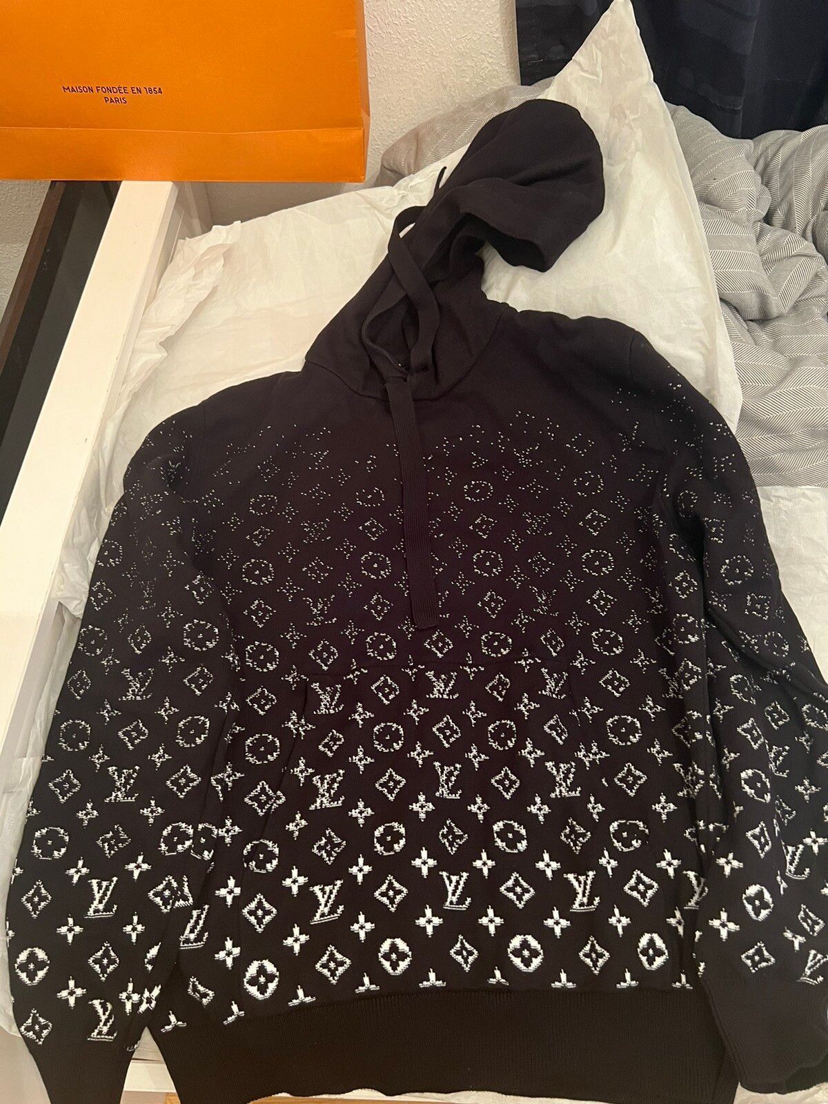 image of Louis Vuitton Monogram Gradient Hoodie in Black, Men's (Size XL)