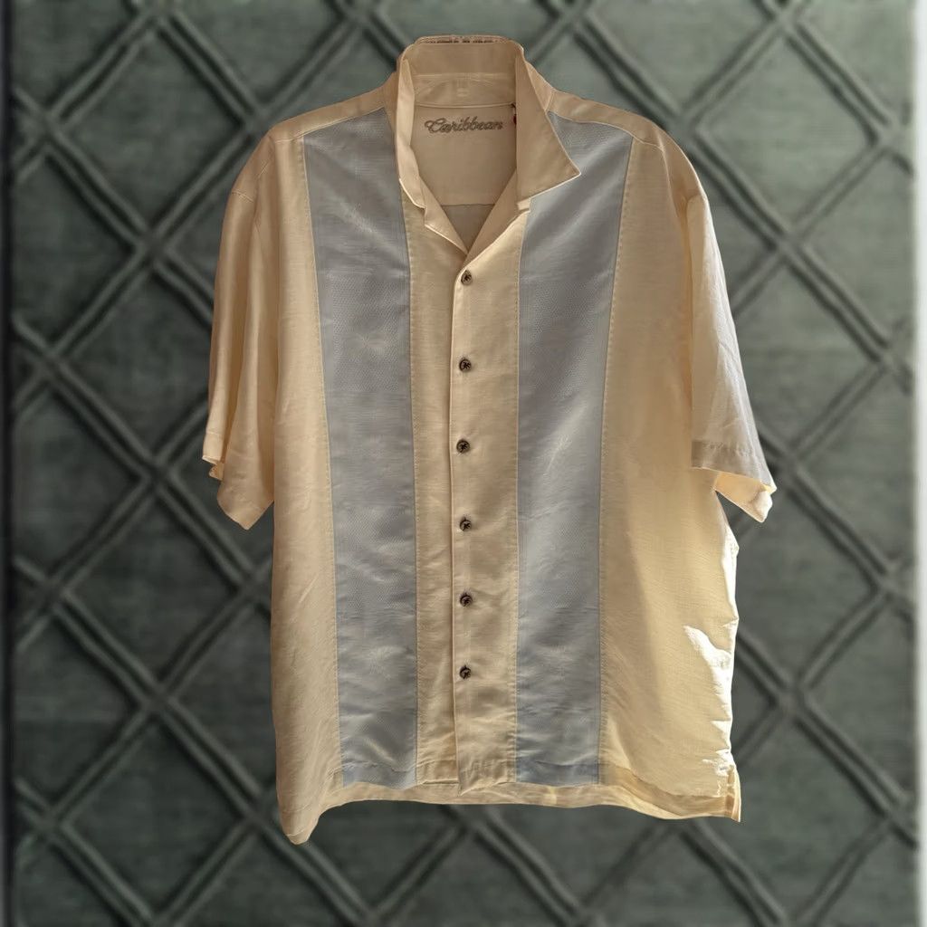 Vintage Caribbean Shirt Mens XL Ivory Hawaiian Button-Up Short Sleeve Casual Solid Size US XL / EU 56 / 4 - 1 Thumbnail