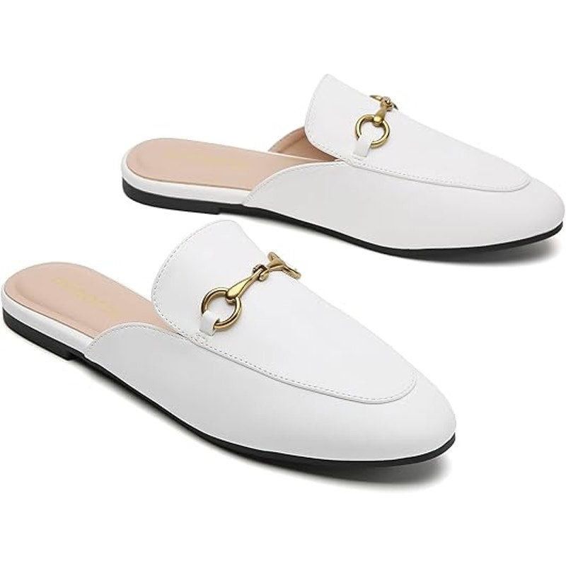 Other Minorsu Women's Size 6.5 White Faux Leather Mule Flats Size US 6.5 / IT 36.5 - 6 Thumbnail