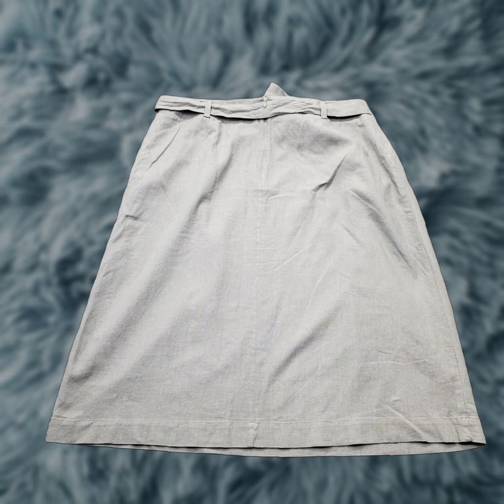 Pendleton Pendleton Womens 18 Gray Linen A-Line Skirt Back Zip Belted Pleated Waist 18.5" 30" Short XS? Size 40" / US 18 - 1 Thumbnail