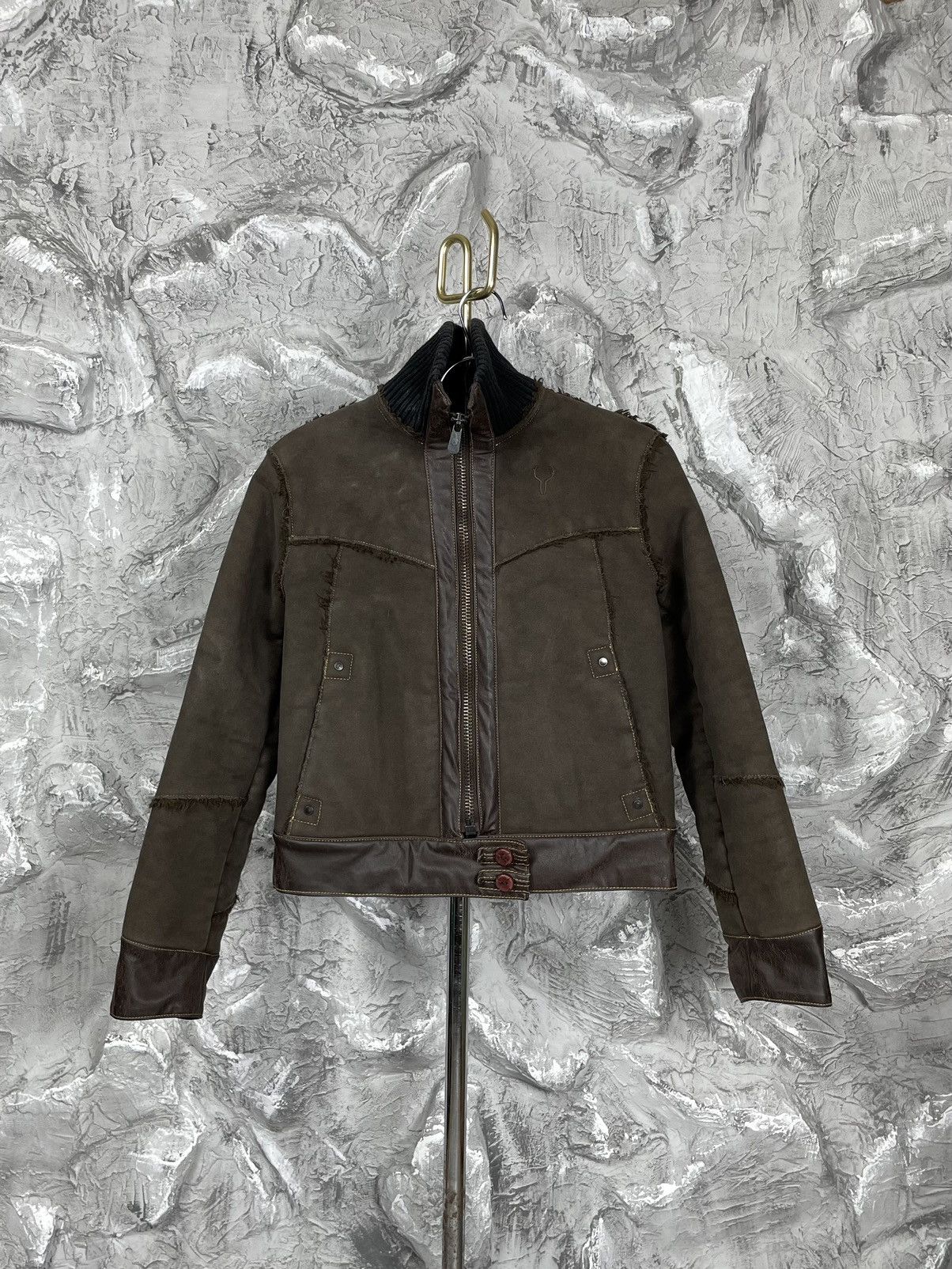 Japanese Brand × Vintage Y2K Ripped Cut High Neck Fur Jacket Japanese ...