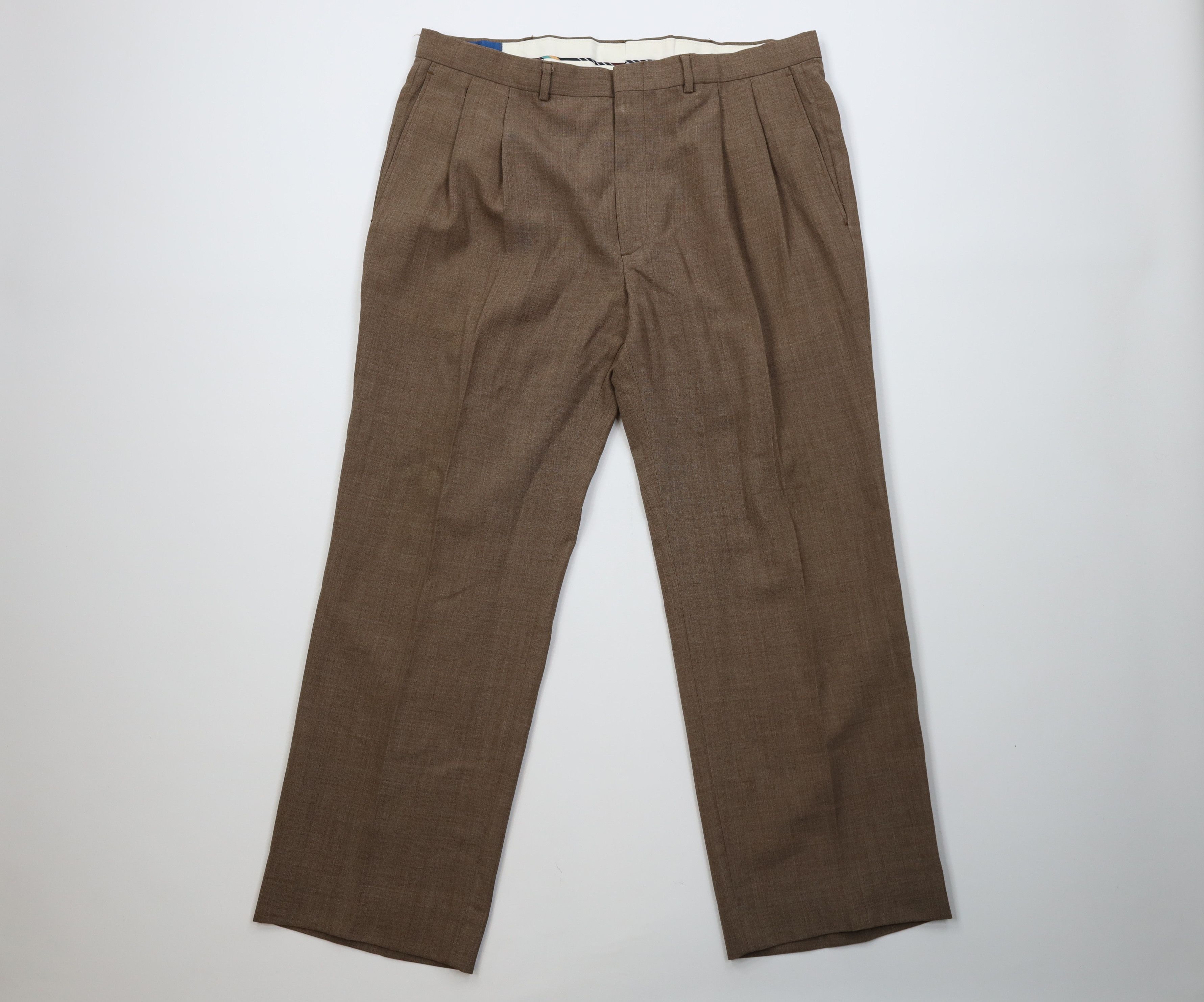 Vintage 90s Streetwear Chambray Wide Leg Chino Pants Brown