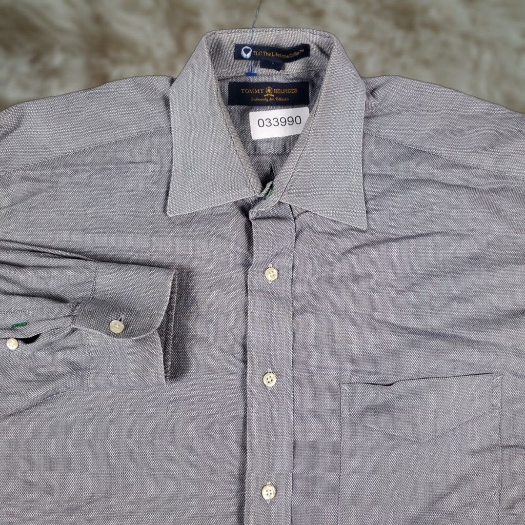 Tommy Hilfiger Tommy Hilfiger Dress Shirt Mens 16 Gray Long Sleeve Button Up Cotton Classic Size 42R - 1 Thumbnail