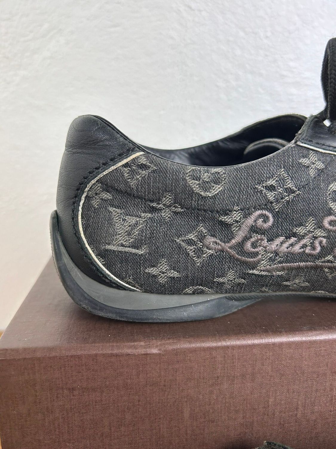 Louis Vuitton Louis Vuitton Denim And Leather Monogram Low Top Sneakers Size US 7.5 / IT 37.5 - 10 Thumbnail